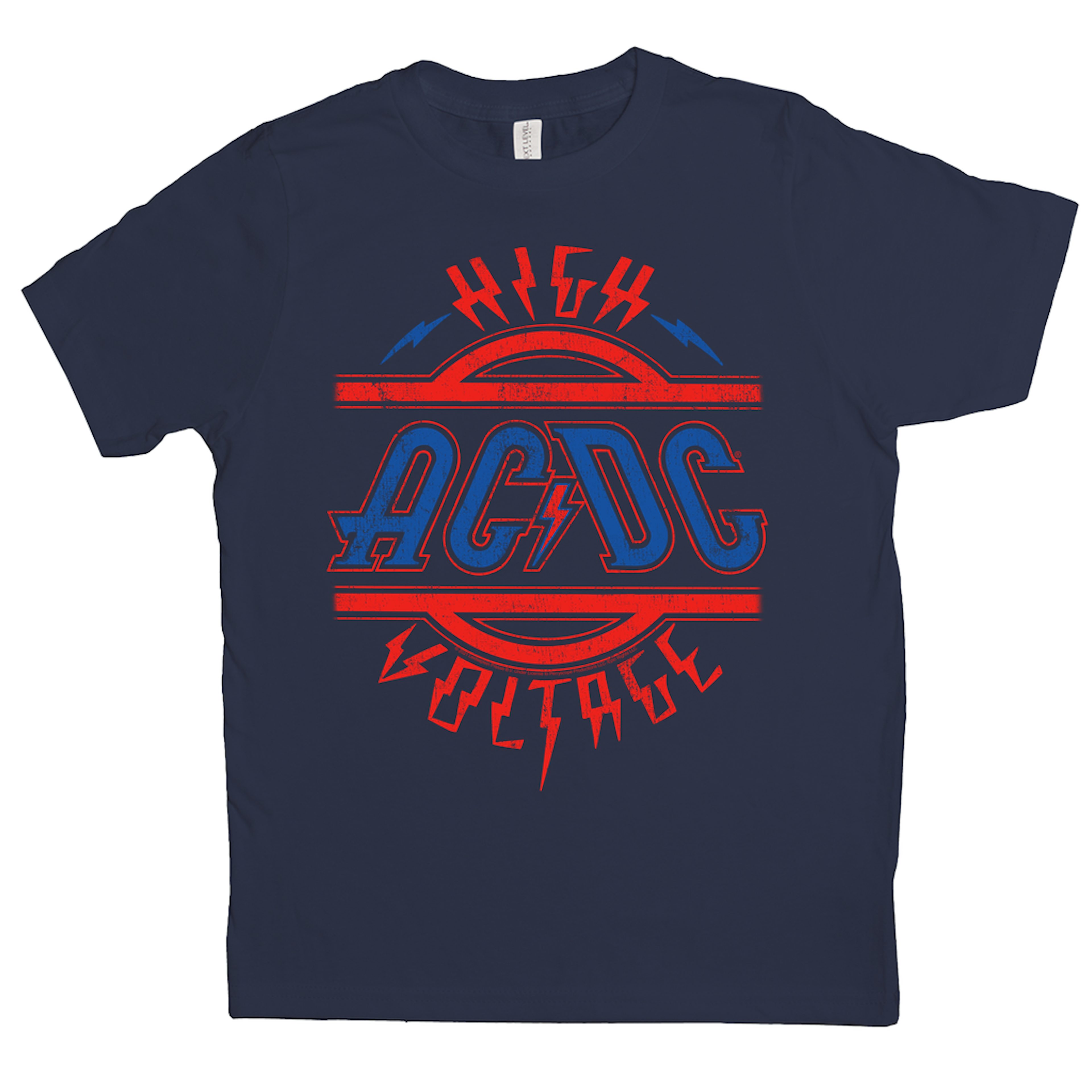 AC/DC Kids T-Shirt | Red and Blue High Voltage Distressed Kids Shirt ...