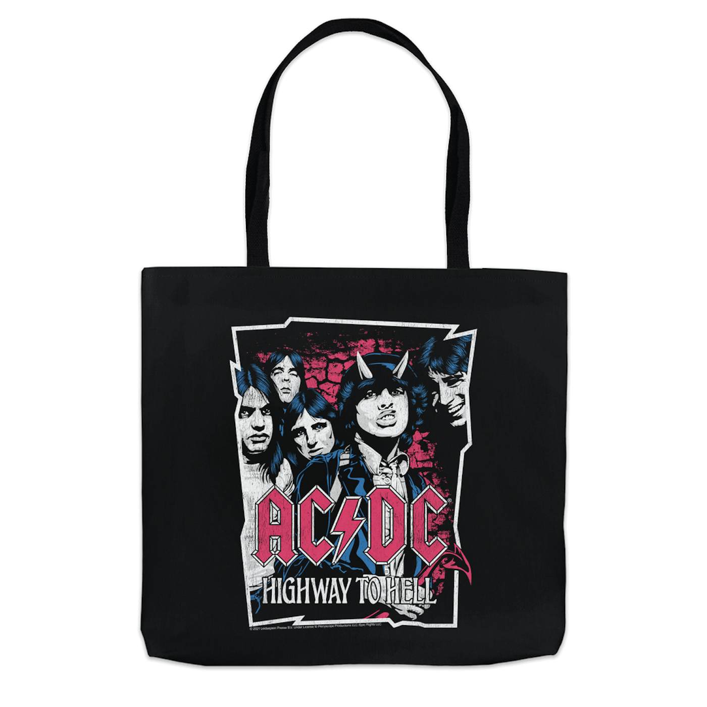 AC/DC Tote Bag | Highway To Hell Pink Design Distressed ACDC Bag (Merchbar Exclusive)