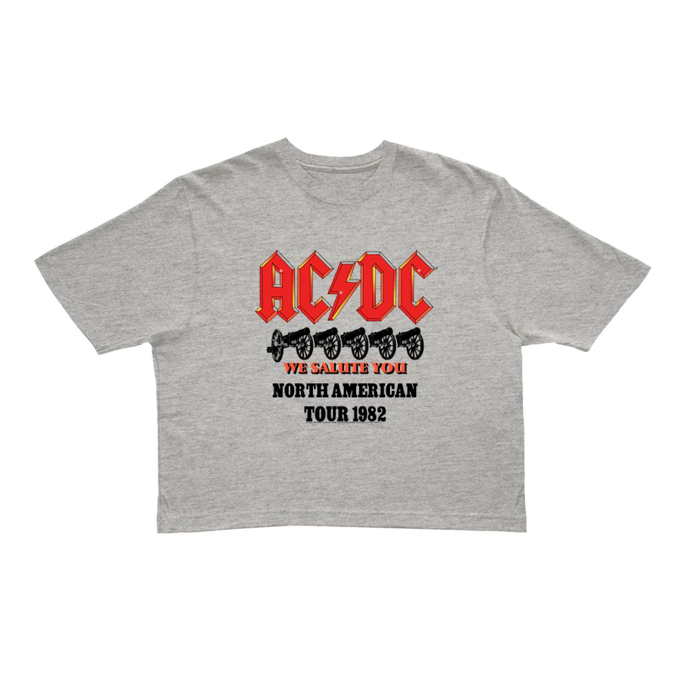AC/DC Ladies' Crop Tee | We Salute You North American Tour 1982 ACDC Crop T-shirt