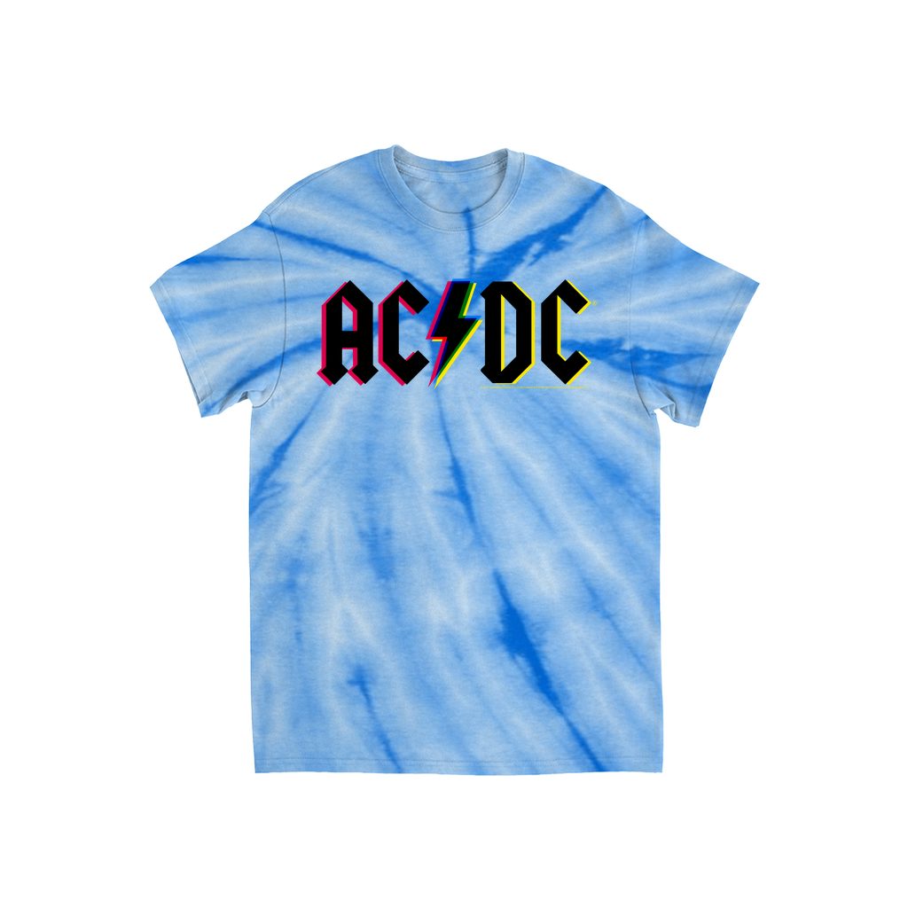 AC/DC Tie Dye T-Shirt | Neon Glitch Logo (Merchbar Exclusive) Shirt