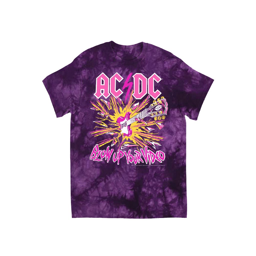 AC/DC Tie Dye T-Shirt | Blow Up Your Video Neon Design Shirt