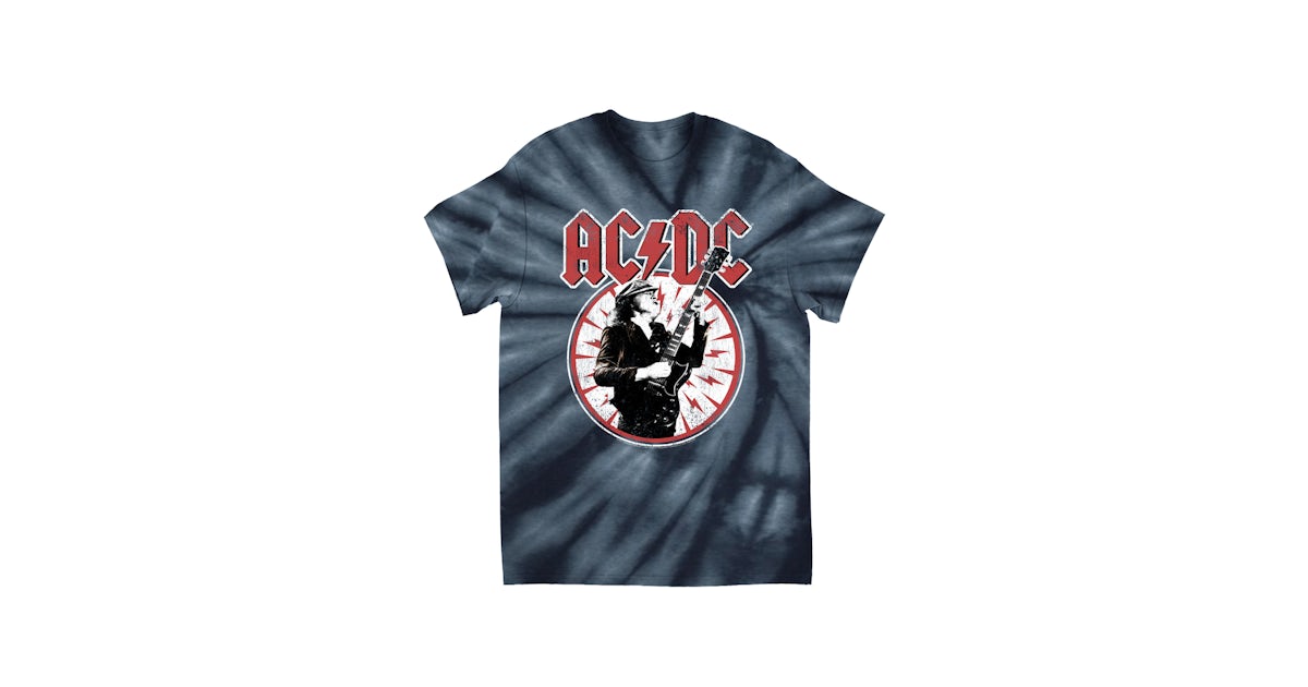 AC/DC Tie Dye T-Shirt | Angus Young In Bolts Design Distressed ...