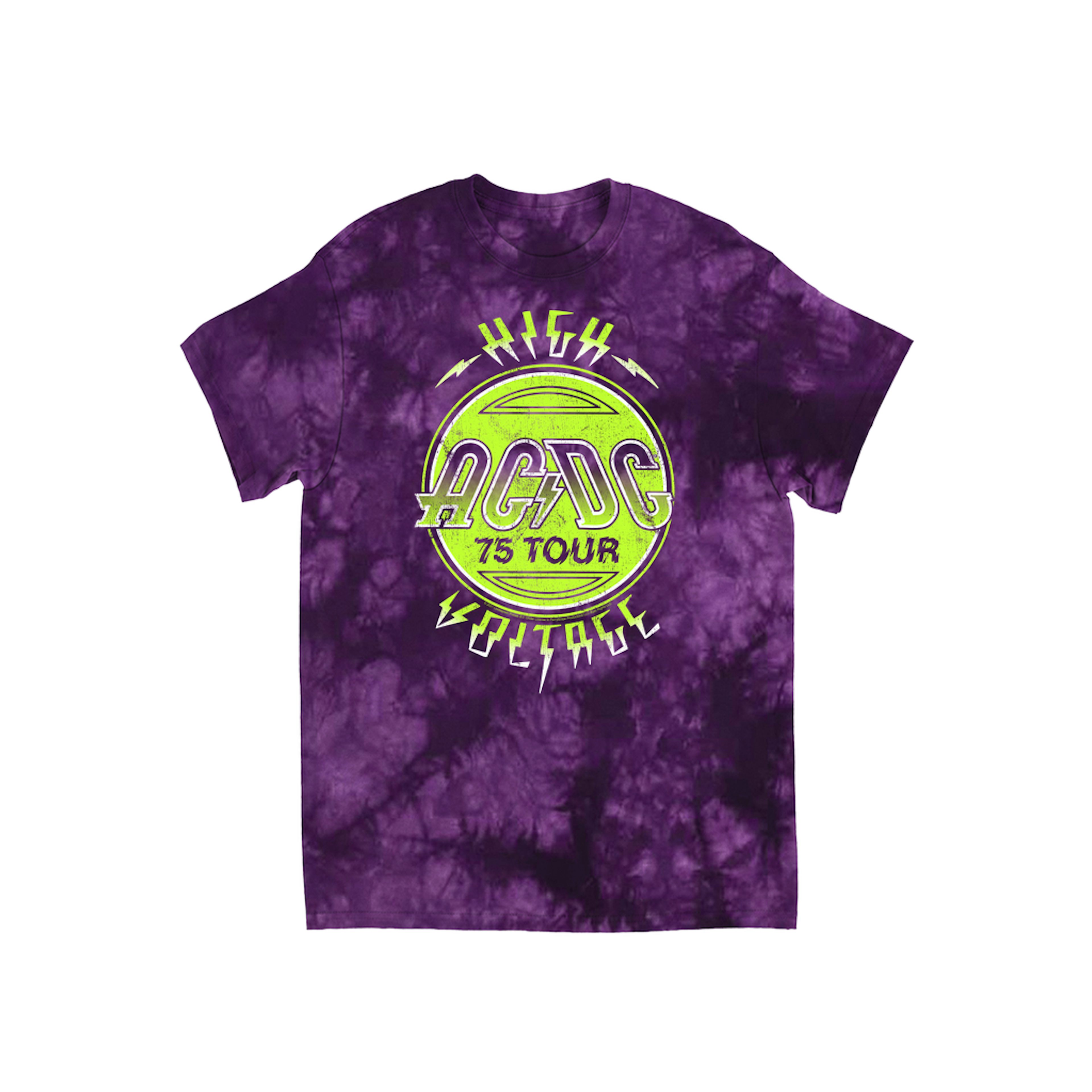 AC/DC Tie Dye T-Shirt | Electric Green High Voltage Design (Merchbar ...