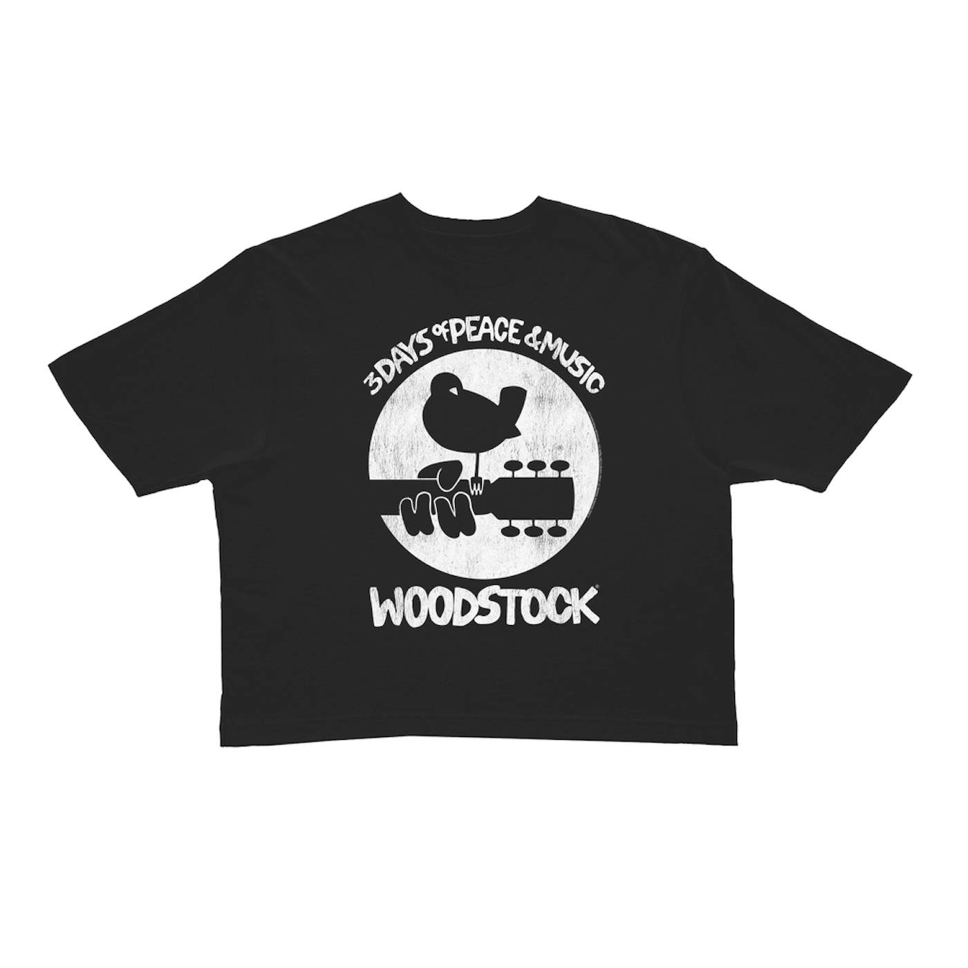 Woodstock Ladies' Crop Tee | Woodstock Bird And Guitar All In White (Merchbar Exclusive) Woodstock Crop T-shirt