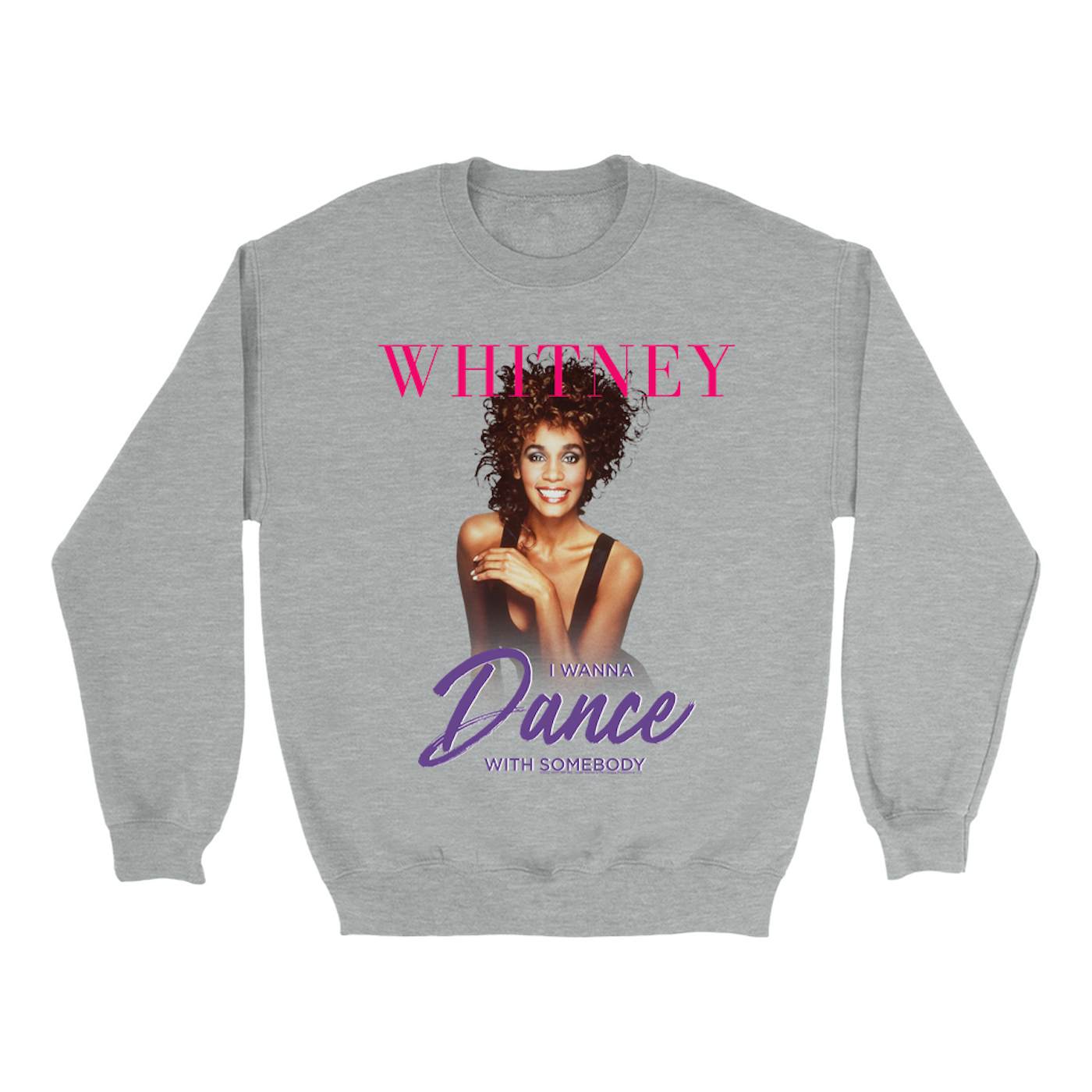 Whitney Houston Sweatshirt | I Wanna Dance With Somebody Purple Pink Design (Merchbar Exclusive) Whitney Houston Sweatshirt