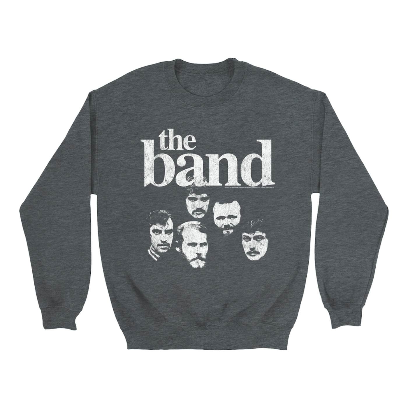 The Band Sweatshirt | Faces Of The Band With Logo Distressed The Band Sweatshirt