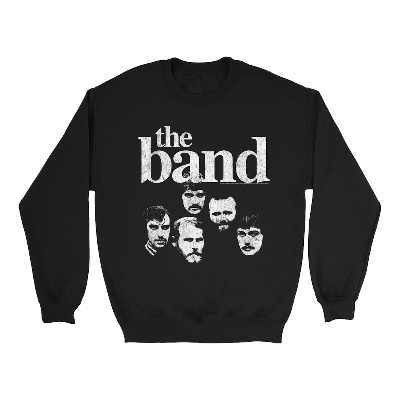 The Band Sweatshirt | Faces Of The Band With Logo Distressed The Band Sweatshirt