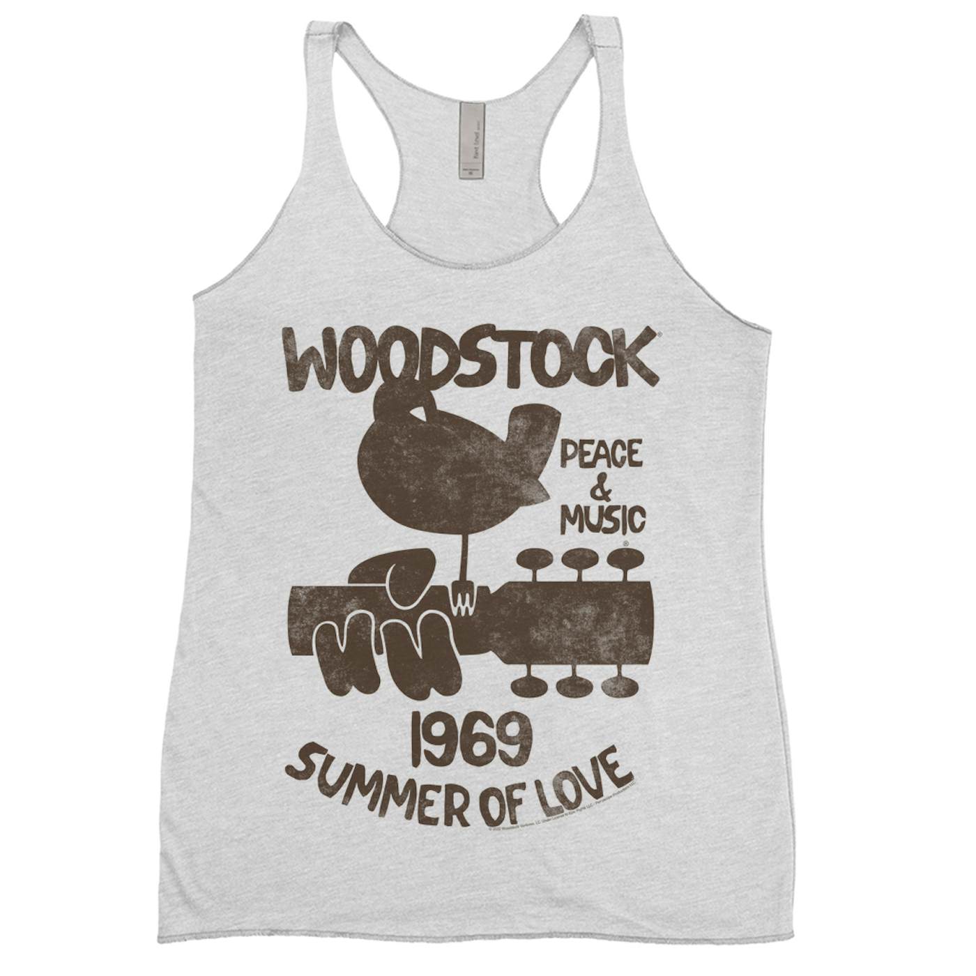 Woodstock Ladies' Tank Top | Peace And Music 1969 Logo Image Distressed Woodstock Shirt