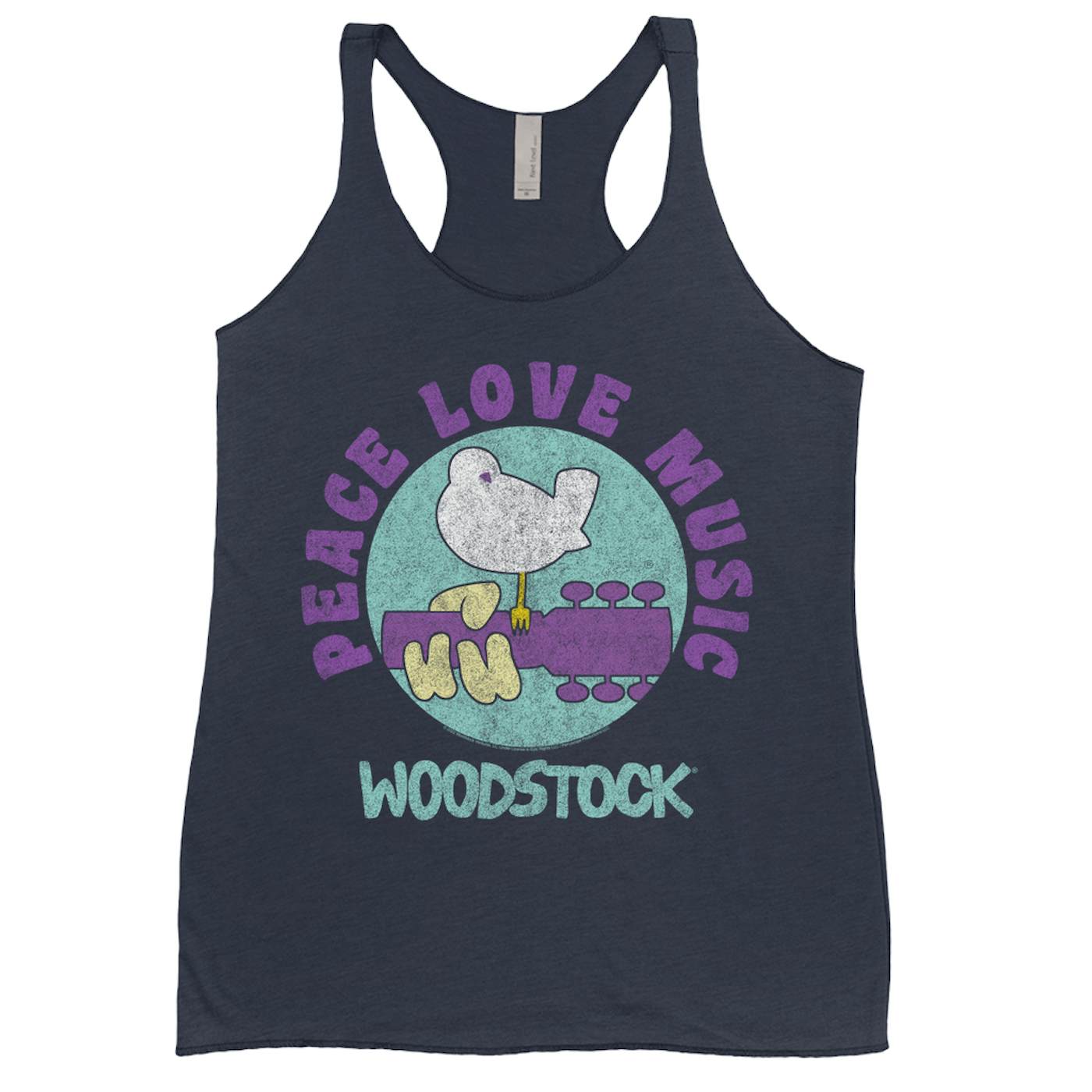 Woodstock Ladies' Tank Top | Peace Love Music Bird And Guitar Design Woodstock Shirt