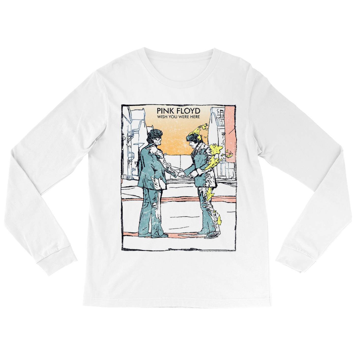 Pink Floyd Long Sleeve Shirt | Watercolor Wish You Were Here Pink Floyd Shirt