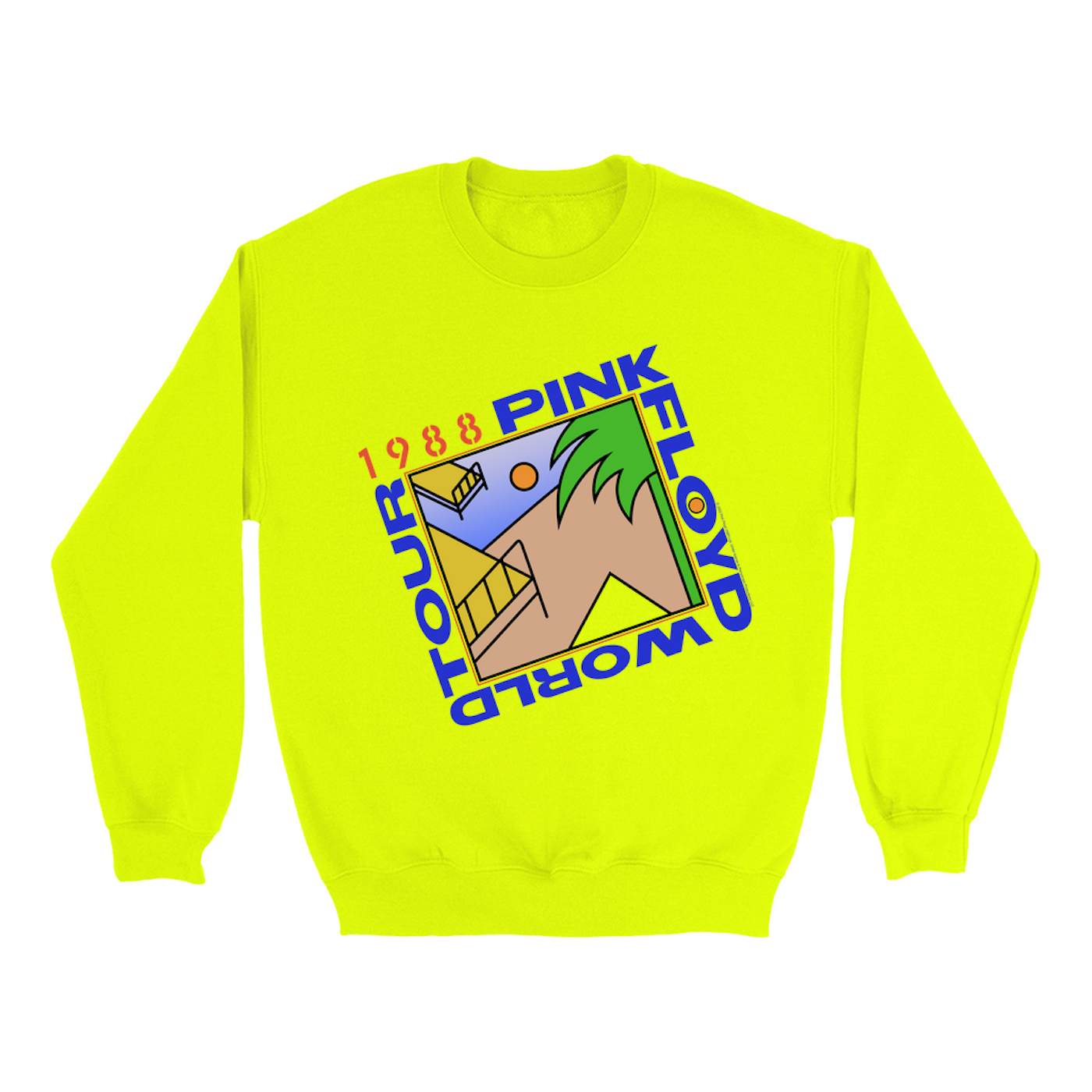 Pink Floyd Bright Colored Sweatshirt | Pink Floyd '88 World Tour Pink Floyd Sweatshirt (Merchbar Exclusive)