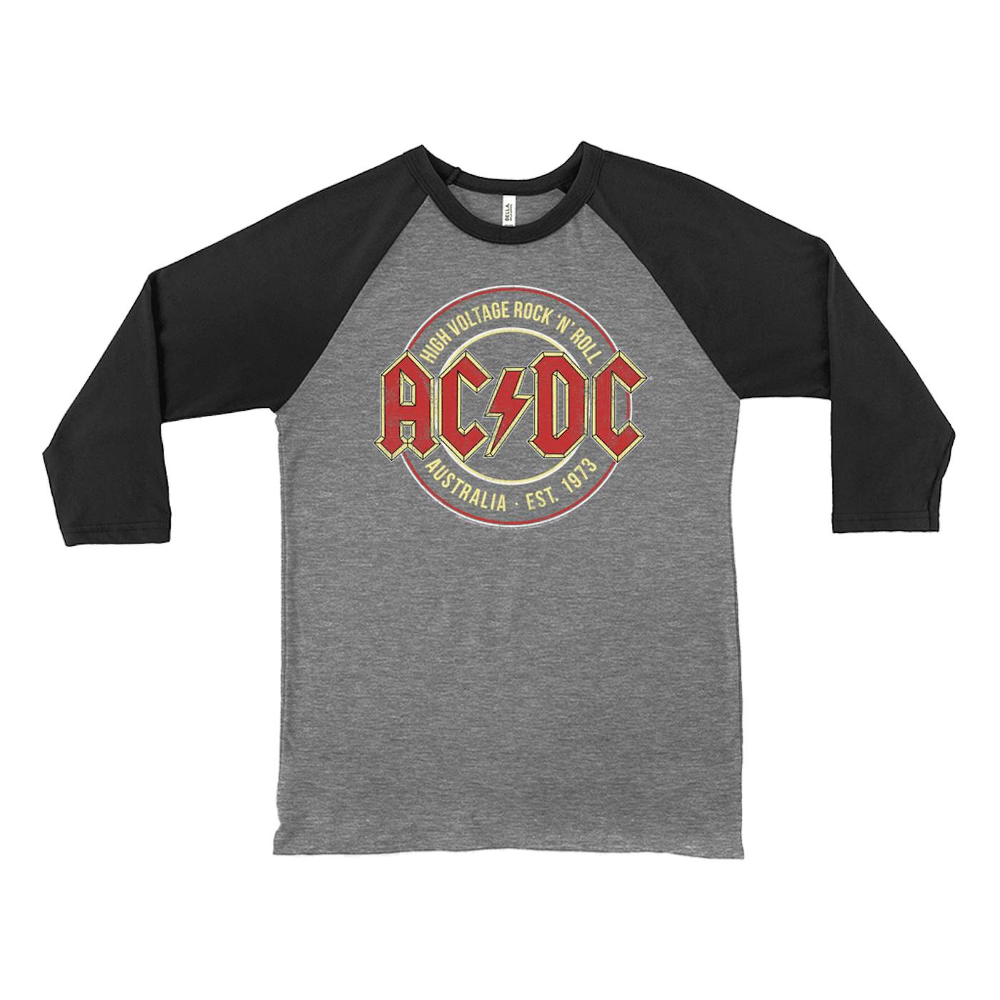 AC/DC 3/4 Sleeve Baseball Tee | High Voltage Rock n' Roll Australia ACDC Shirt