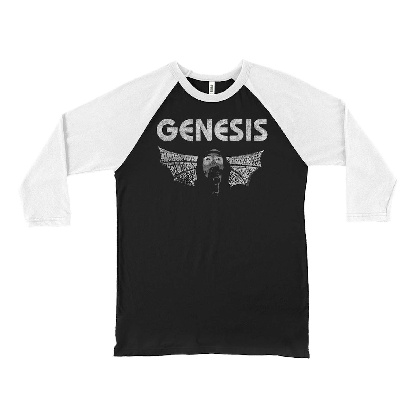 Genesis 3/4 Sleeve Baseball Tee | Vintage White Band Logo Distressed Genesis Shirt