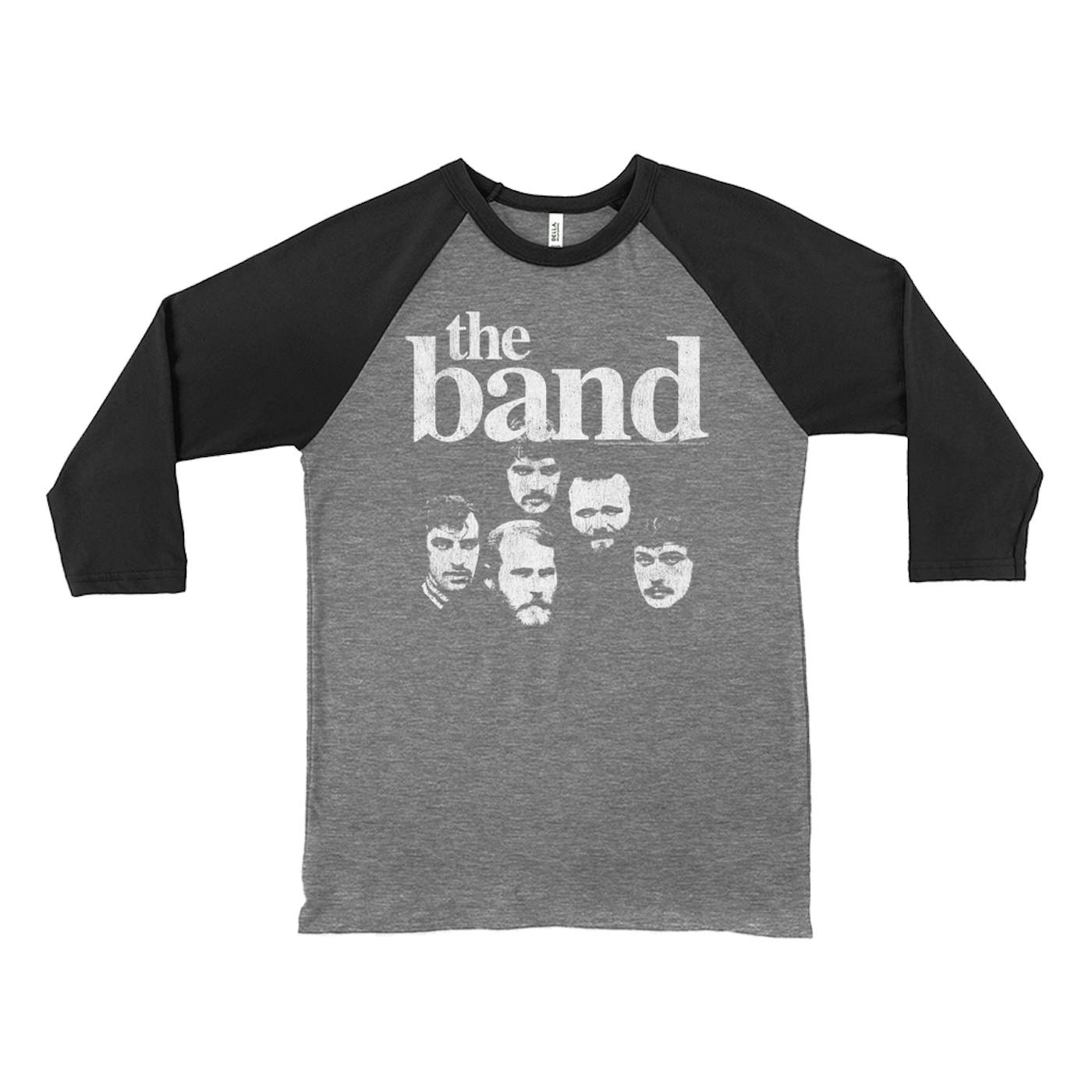 The Band 3/4 Sleeve Baseball Tee | Faces Of The Band With Logo Distressed The Band Shirt