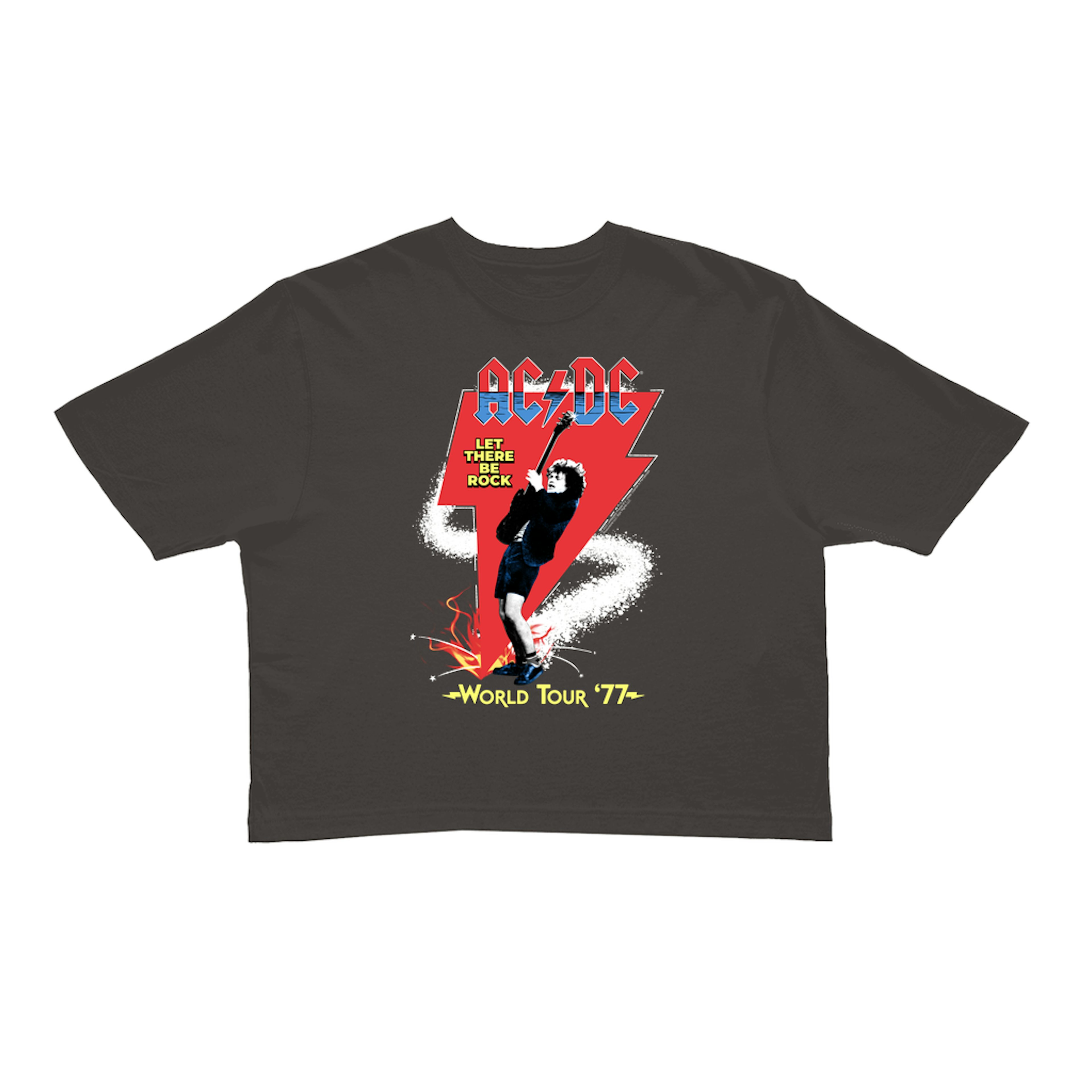 AC/DC Ladies' Crop Tee | Let There Be Rock World Tour 1977 Crop T-shirt