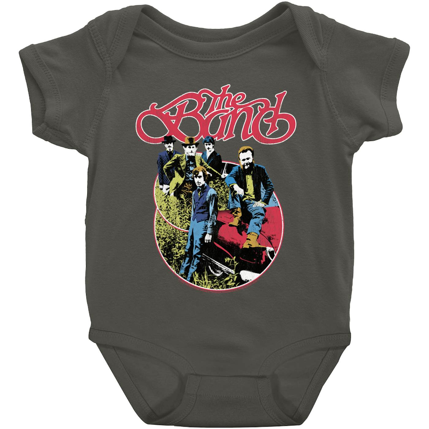 The Band Baby Short Sleeve Bodysuit | Group Photo Car Design Distressed The Band Bodysuit