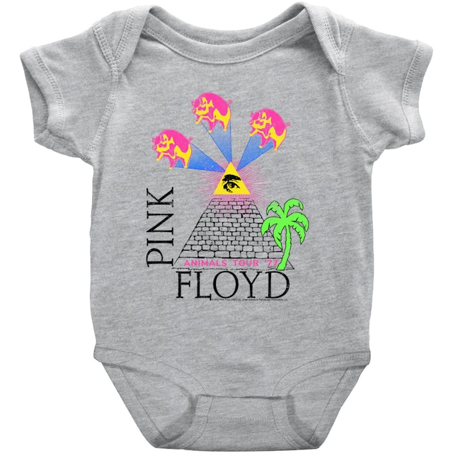 Pink Floyd Baby Short Sleeve Bodysuit Neon Animals Tour '77 Design