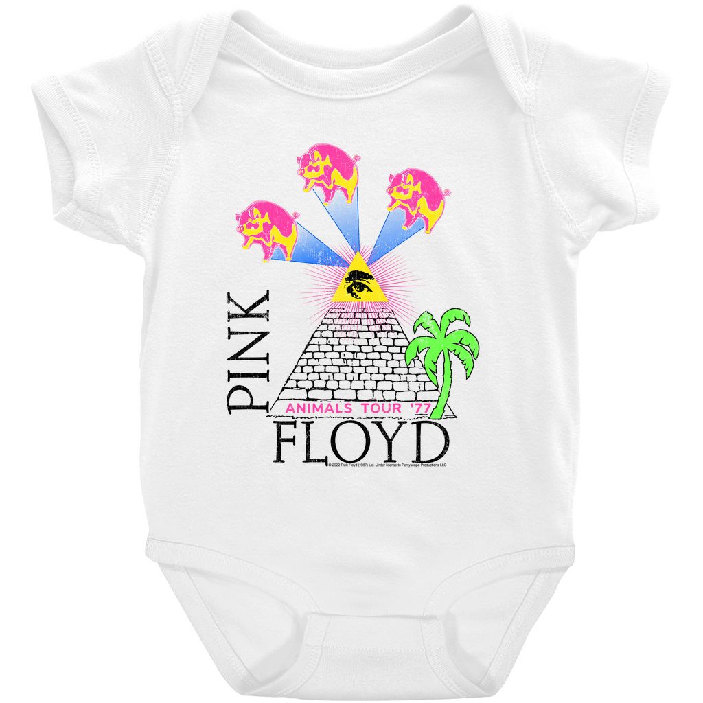 Pink Floyd Baby Short Sleeve Bodysuit Neon Animals Tour '77 Design