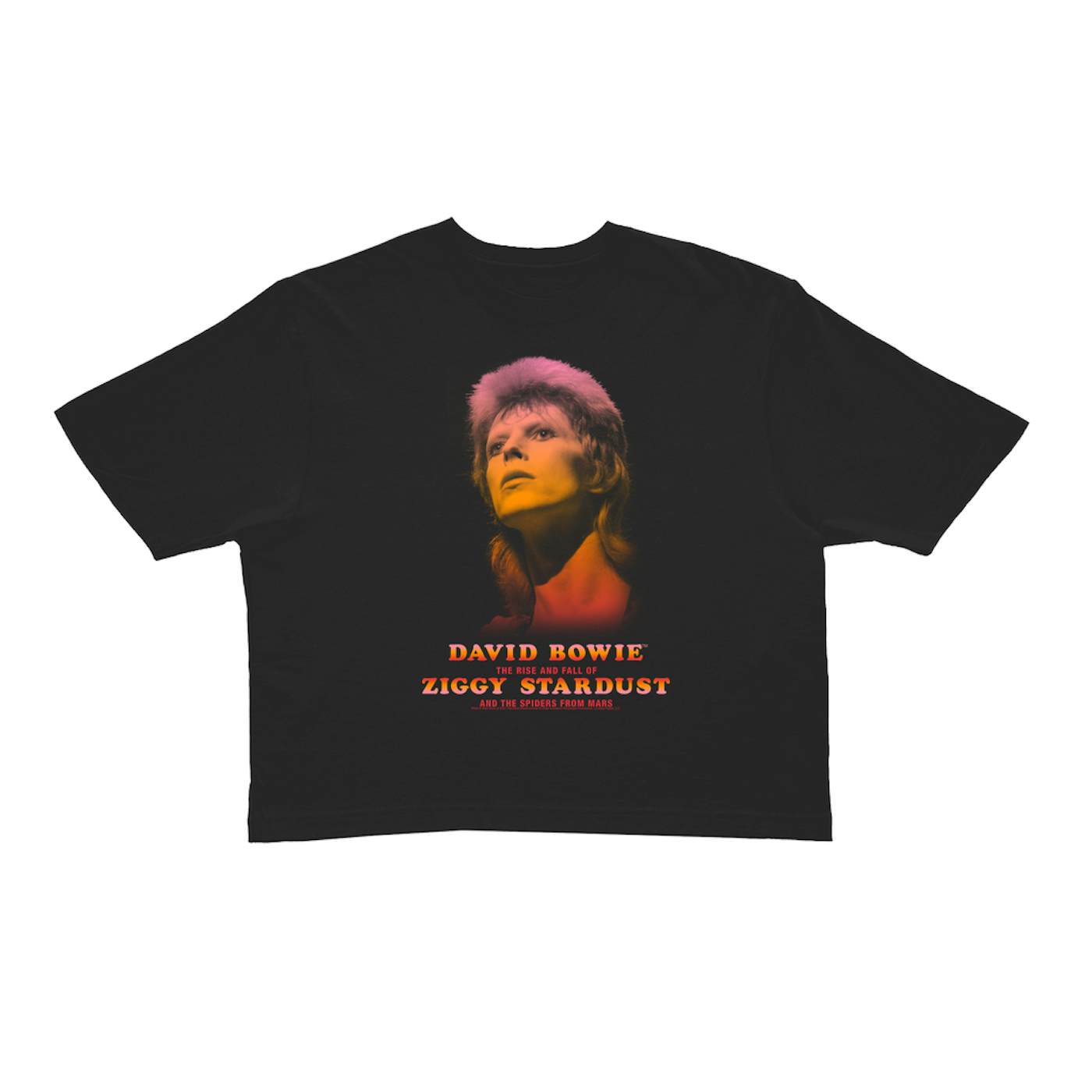 David Bowie Ladies' Crop Tee | The Rise And Fall Of Ziggy Stardust And The Spiders From Mars Ombre Image (Merchbar Exclusive) David Bowie Crop T-shirt