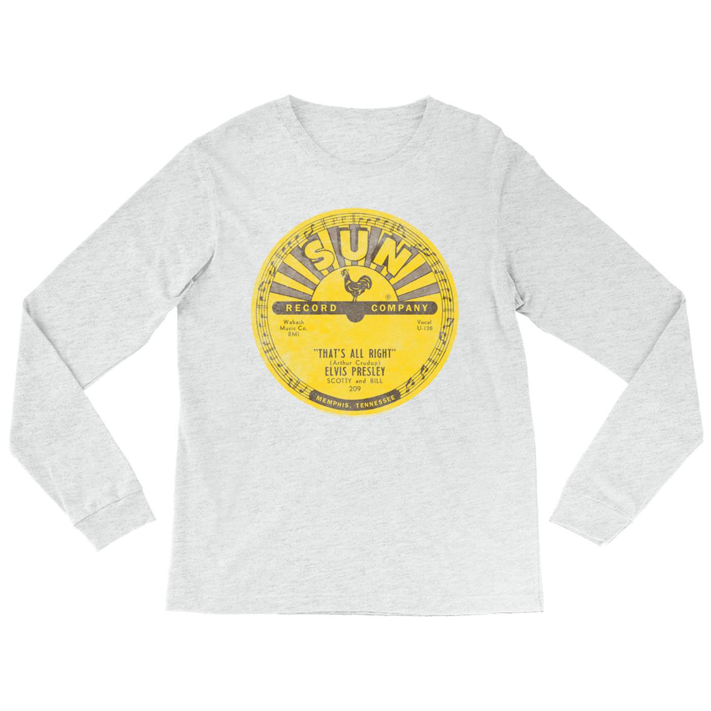 Elvis Presley Long Sleeve Shirt | That's All Right Record Label Distressed Elvis Presley Shirt