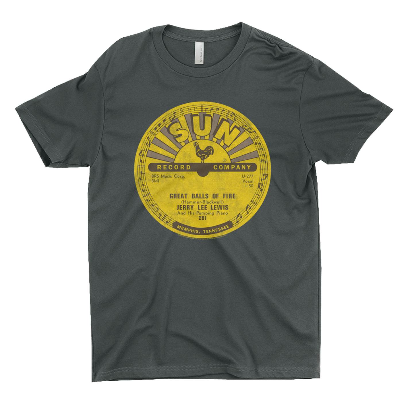 Jerry Lee Lewis T-Shirt | Great Balls Of Fire Record Label Distressed Jerry Lee Lewis Shirt