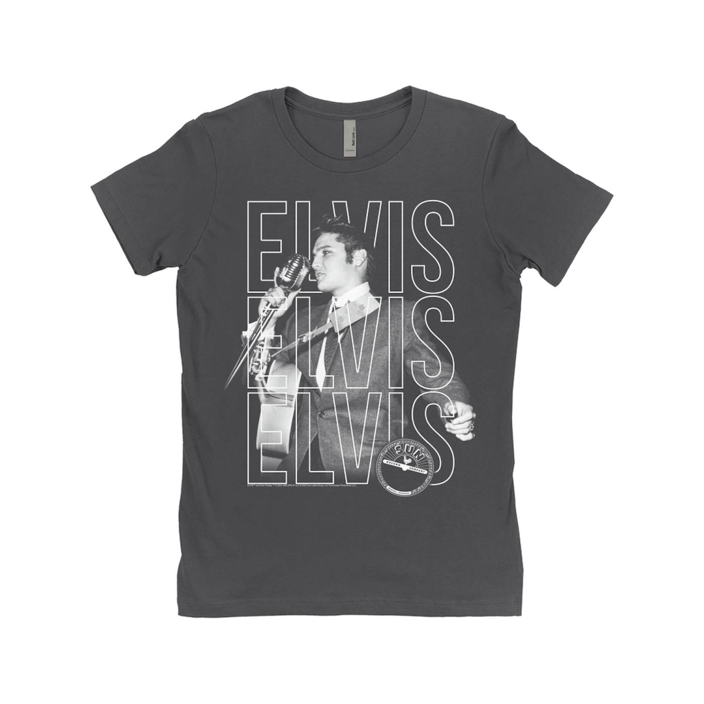 Elvis Presley Ladies' Boyfriend T-Shirt | Live Sun Triple Logo Elvis Presley Shirt