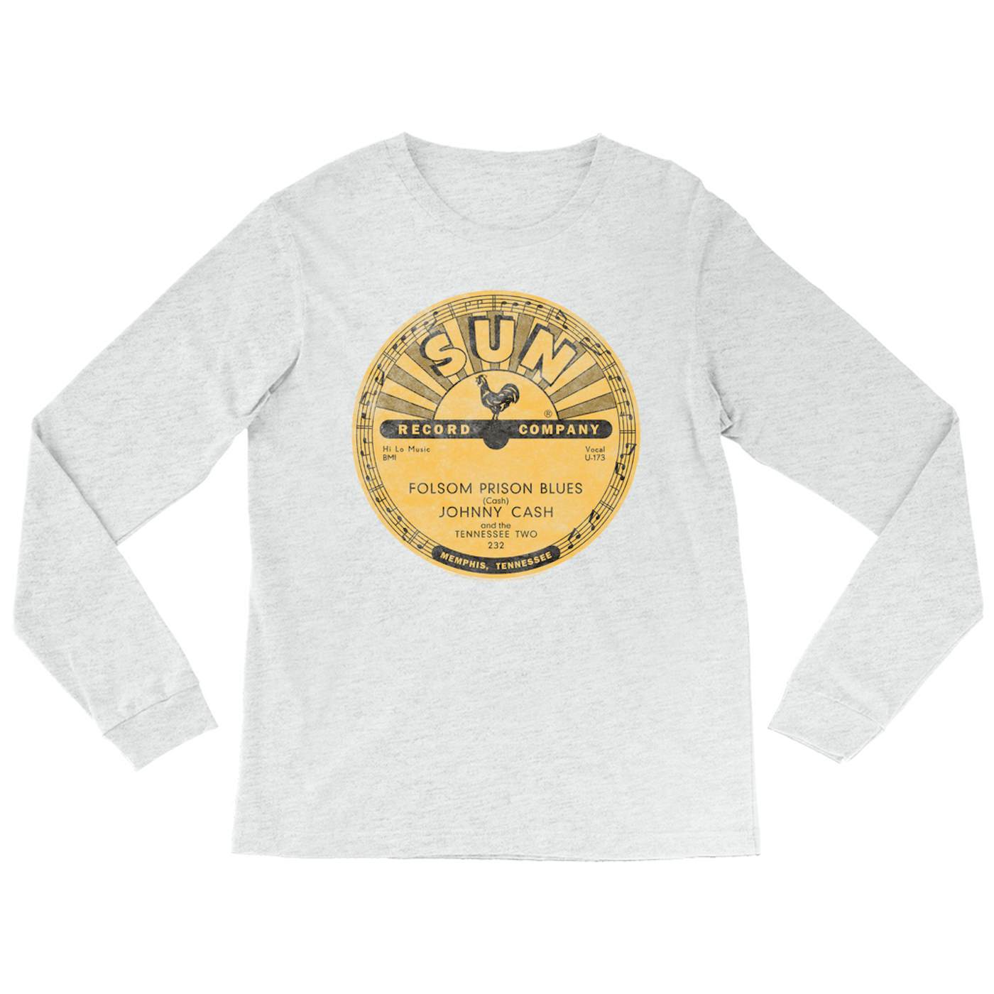Johnny Cash Long Sleeve Shirt | Folsom Prison Blues Record Label Distressed Johnny Cash Shirt