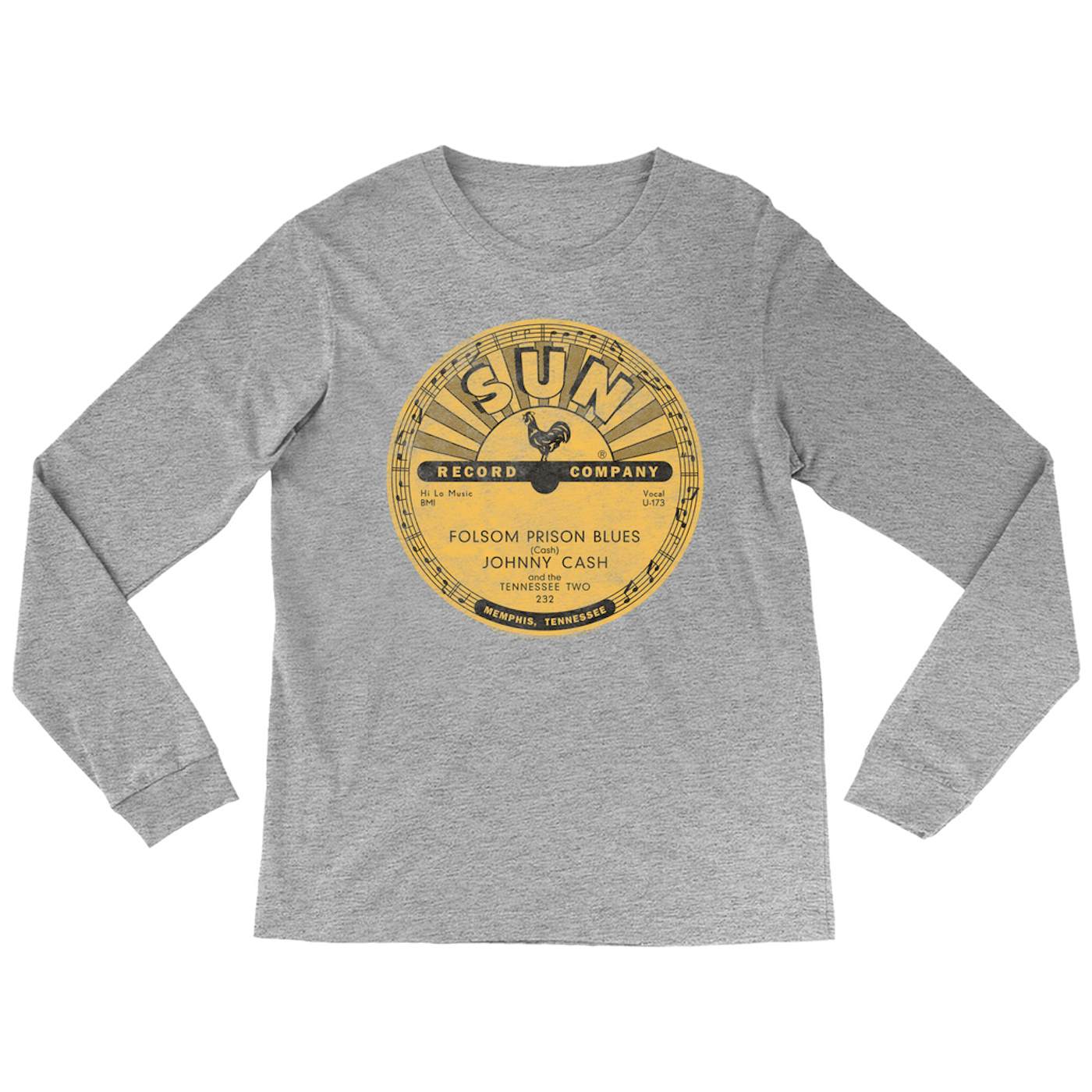 Johnny Cash Long Sleeve Shirt | Folsom Prison Blues Record Label Distressed Johnny Cash Shirt