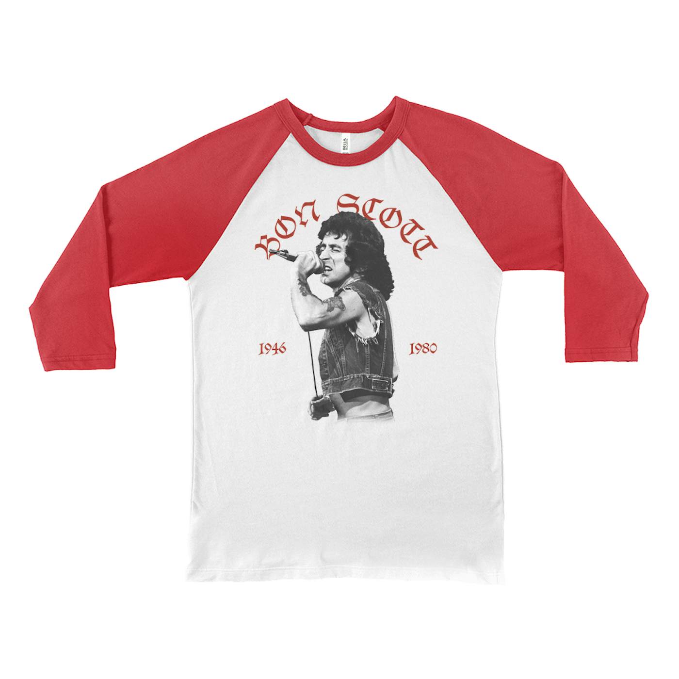 Bon Scott 3/4 Sleeve Baseball Tee | Old English 1946-1980 Bon Scott Shirt
