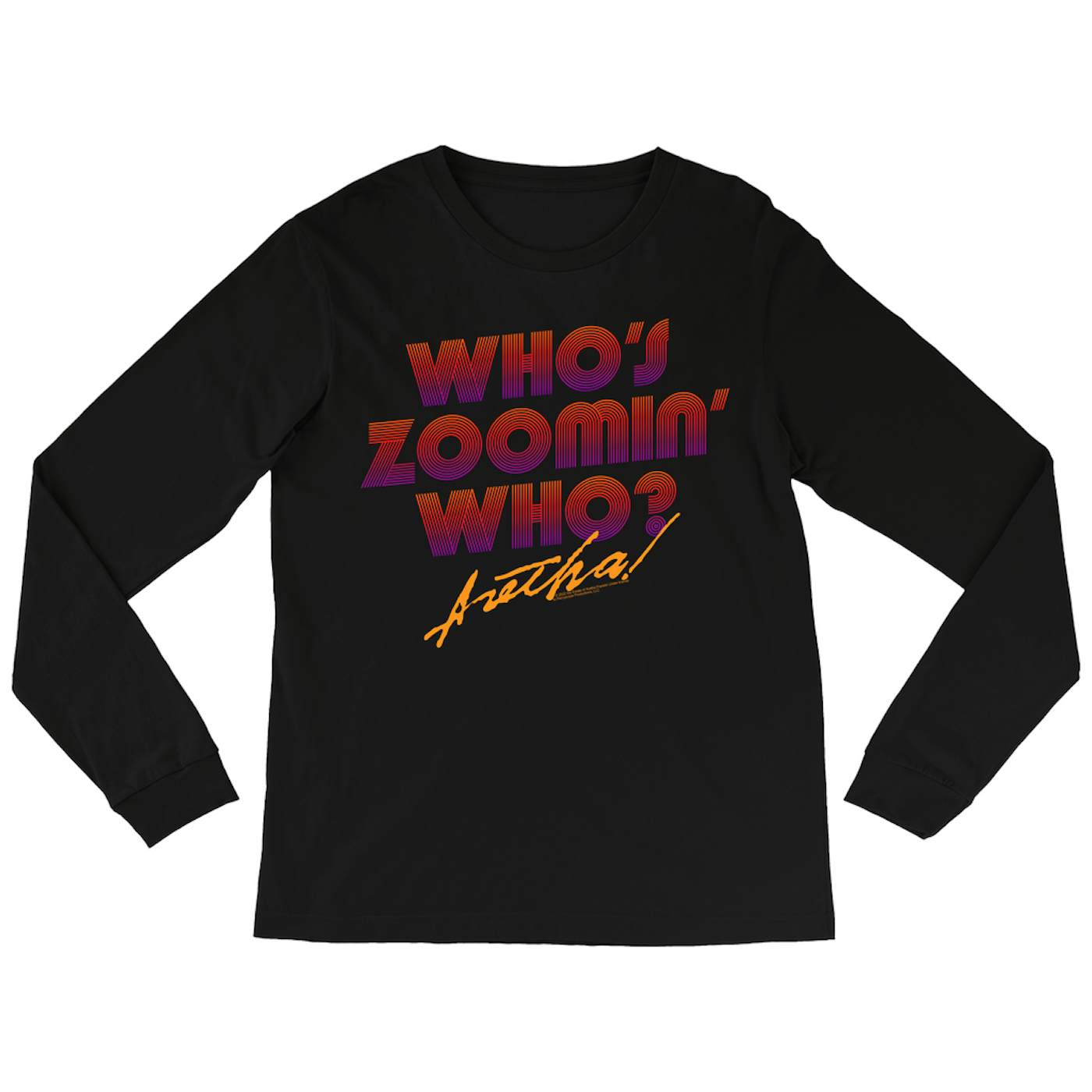 Aretha Franklin Long Sleeve Shirt | Whos Zoomin Who Retro Ombre Aretha Franklin Shirt