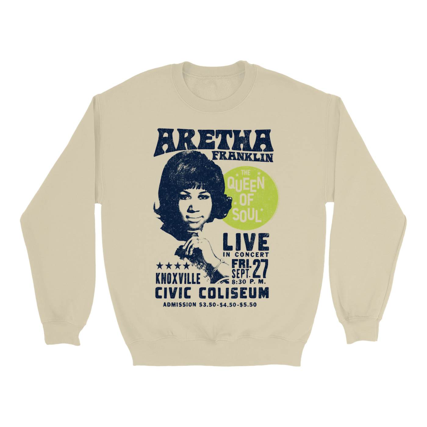 Aretha Franklin Sweatshirt | Live From Knoxville Civic Coliseum Distressed Aretha Franklin Sweatshirt