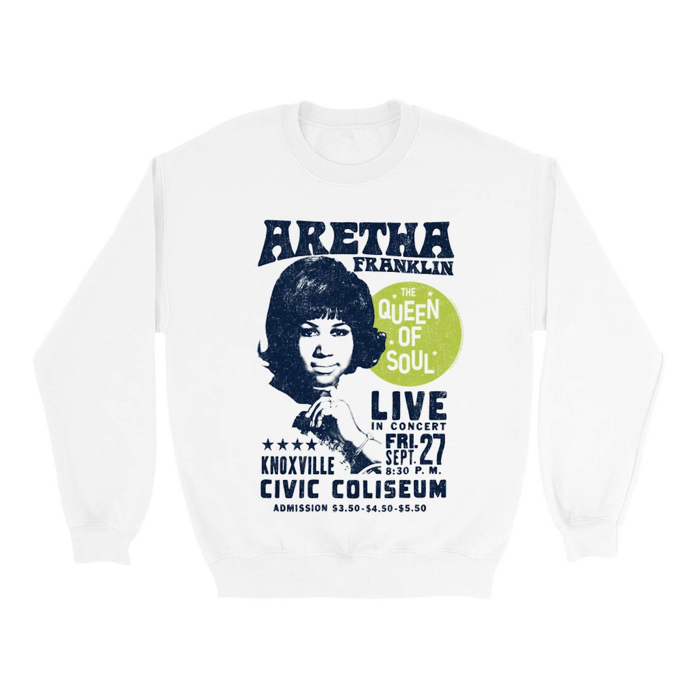 Aretha Franklin Sweatshirt | Live From Knoxville Civic Coliseum Distressed Aretha Franklin Sweatshirt