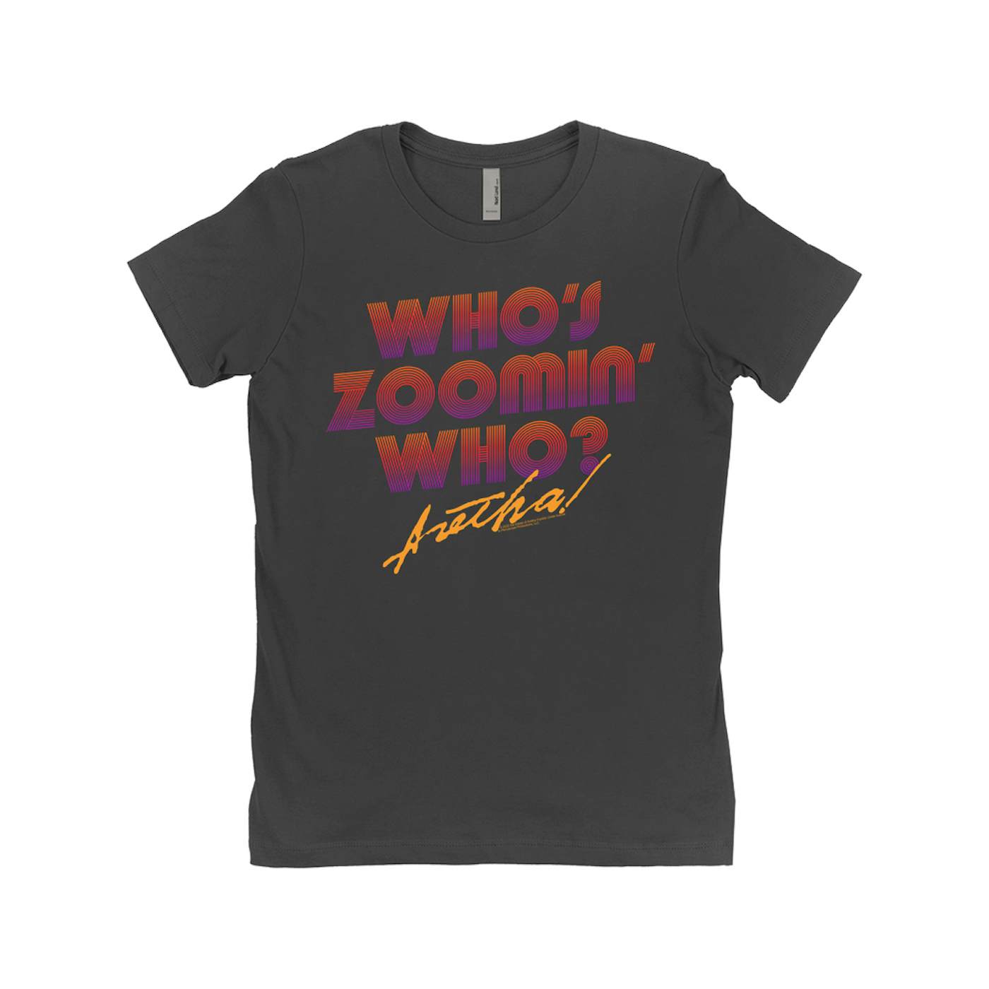 Aretha Franklin Ladies' Boyfriend T-Shirt | Whos Zoomin Who Retro Ombre Aretha Franklin Shirt