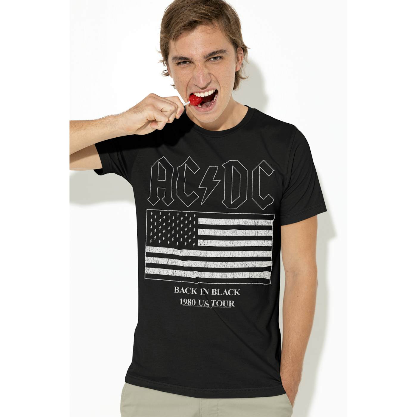 AC/DC T-Shirt | Back In Black Flag Tour 1980 Distressed Shirt