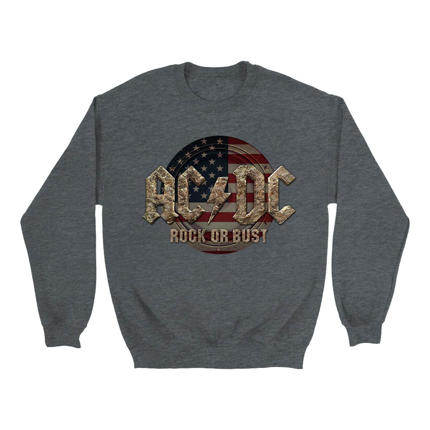 AC/DC Sweatshirt | Rock Or Bust USA Flag ACDC Sweatshirt