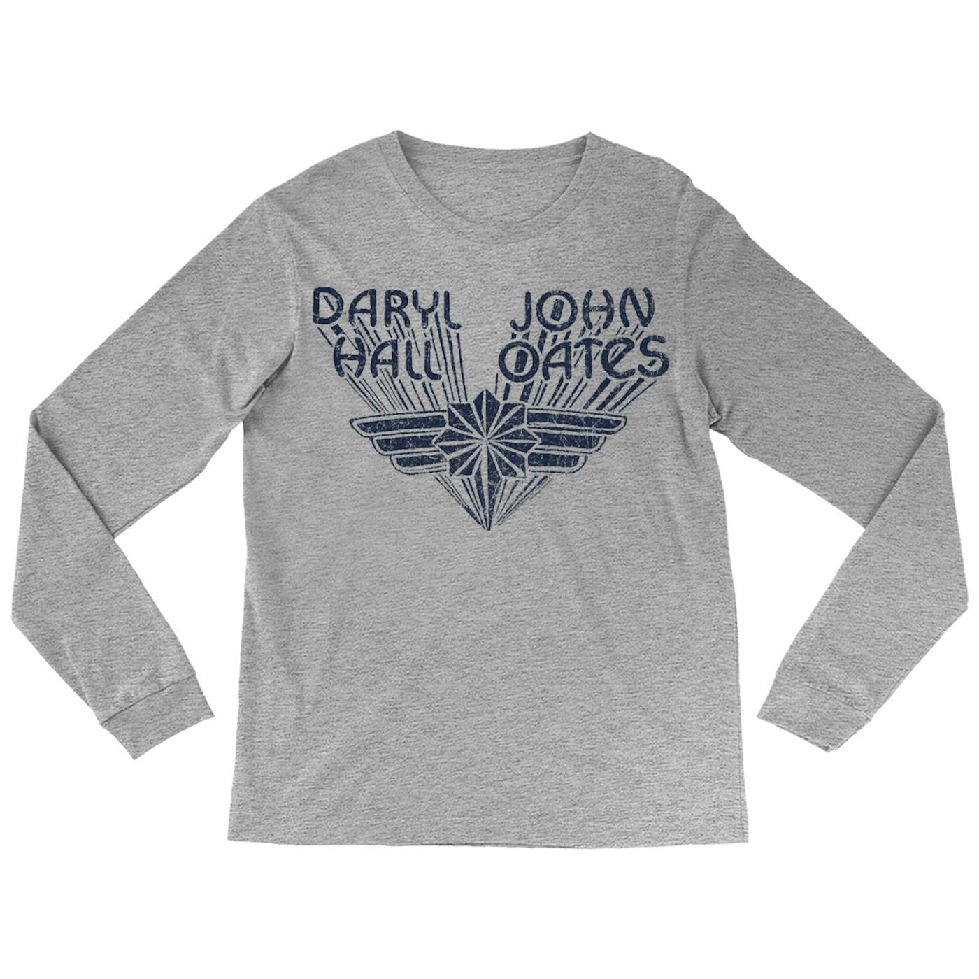 Daryl Hall & John Oates Long Sleeve Shirt | Navy Wings Logo Distressed Hall & Oates Shirt