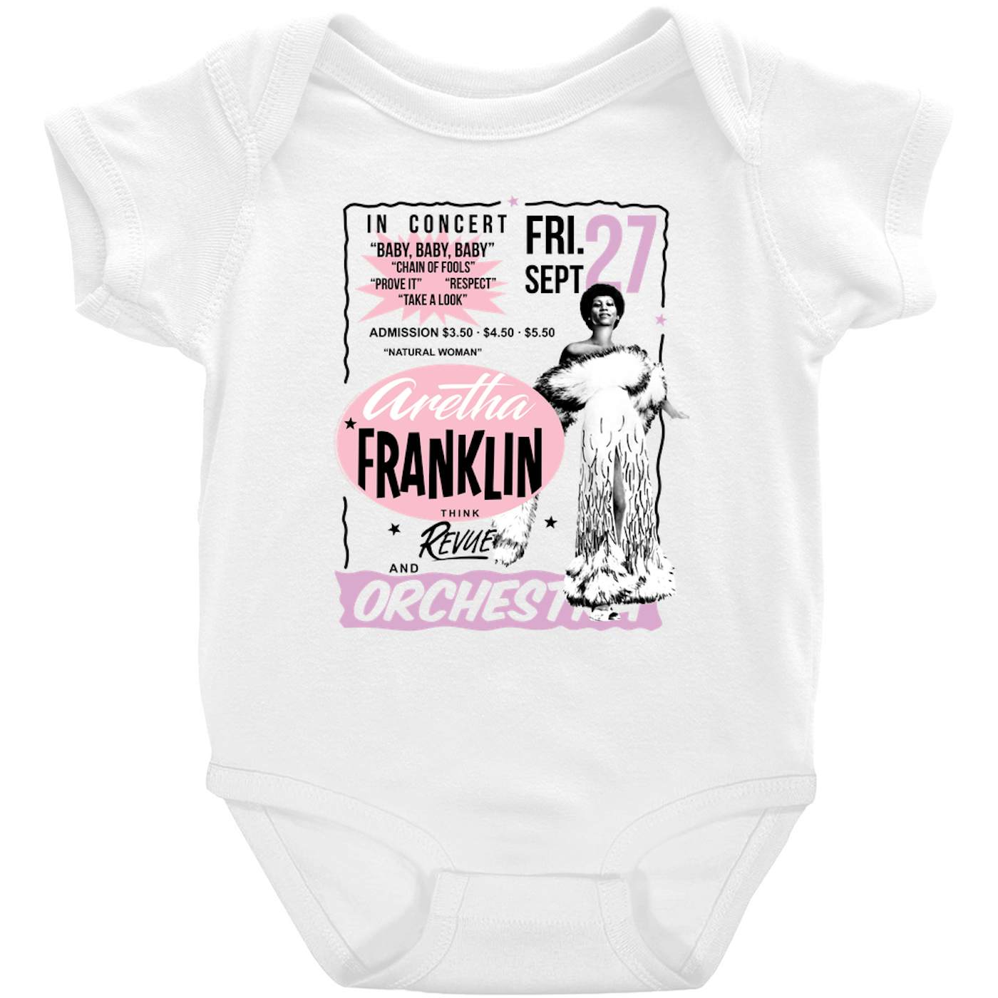 Aretha Franklin Baby Short Sleeve Bodysuit | Revue And Orchestra