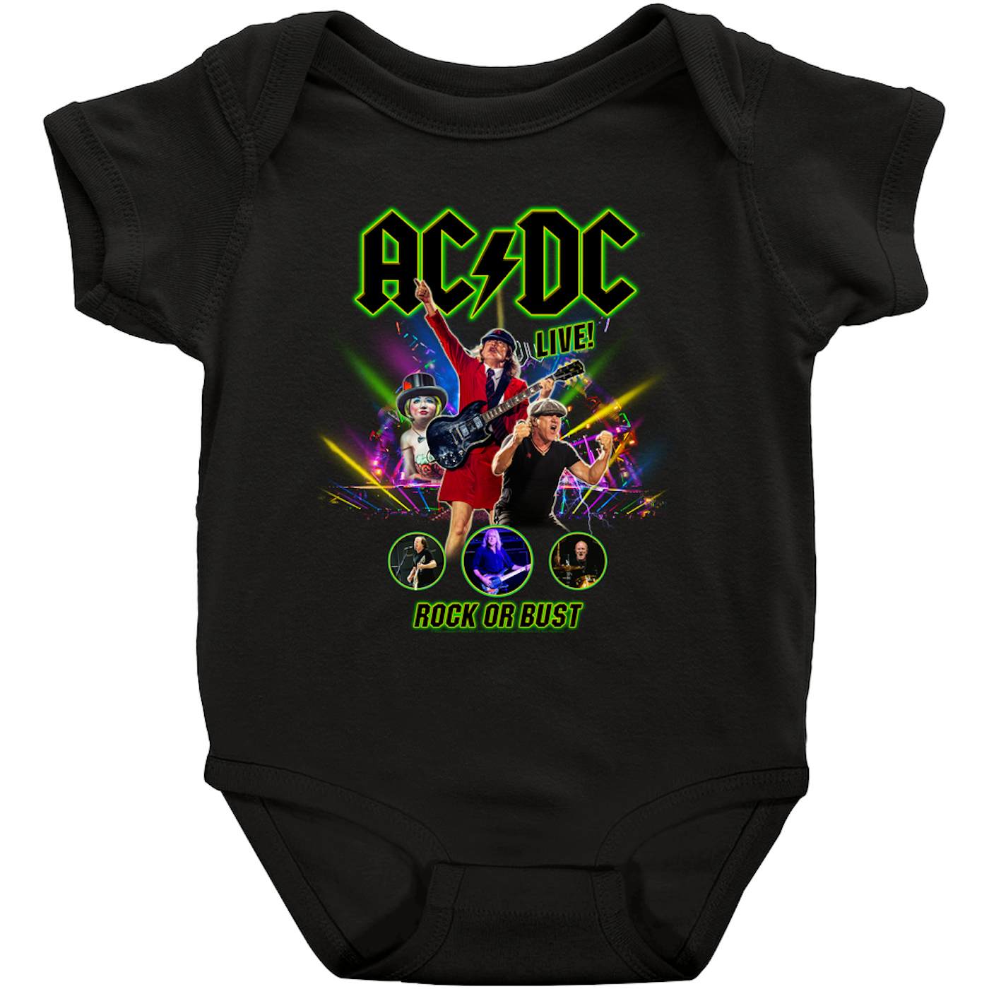 AC/DC Baby Short Sleeve Bodysuit | Rock Or Bust LIVE! ACDC Bodysuit