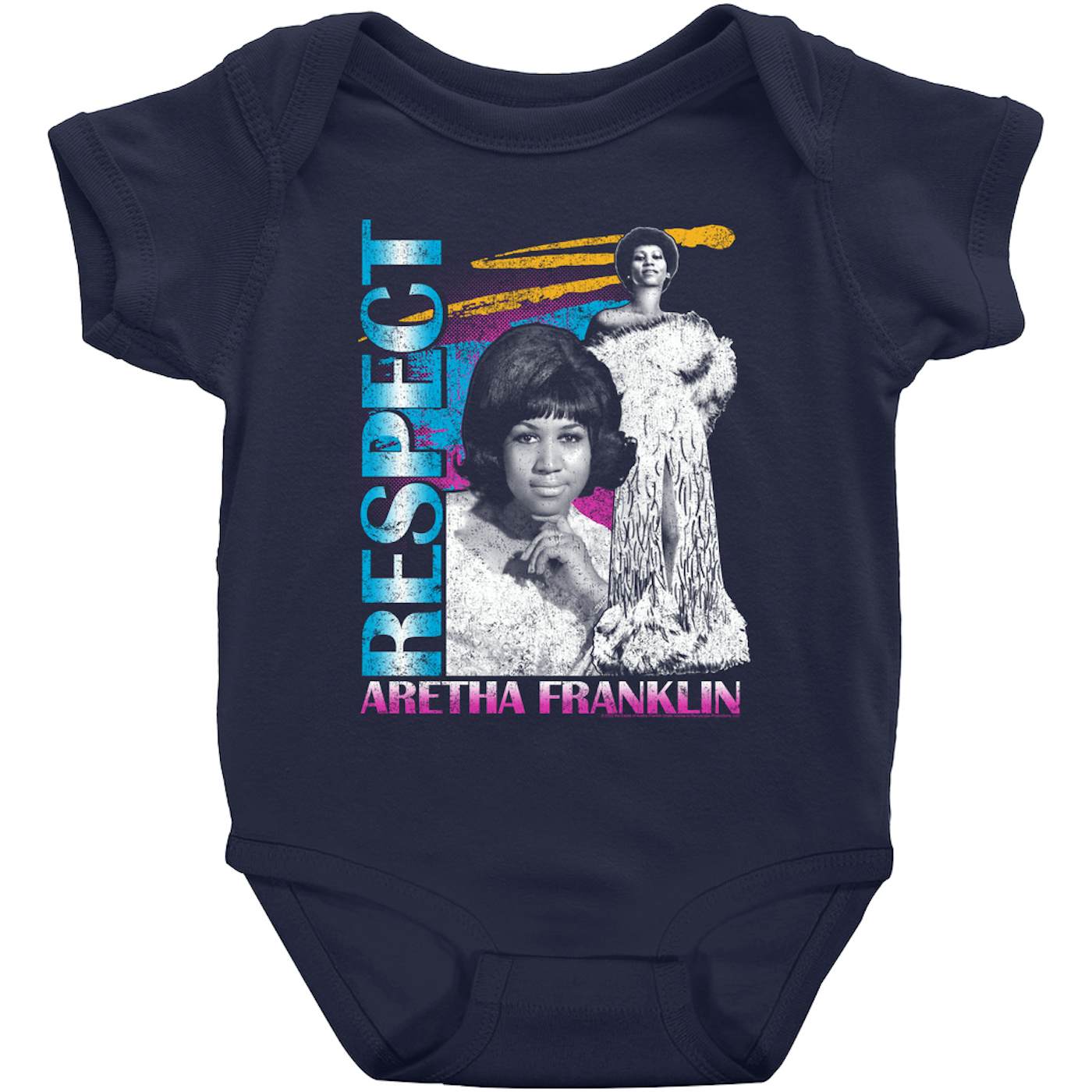 Aretha Franklin Baby Short Sleeve Bodysuit | Respect Pop Art Collage Aretha Franklin Bodysuit