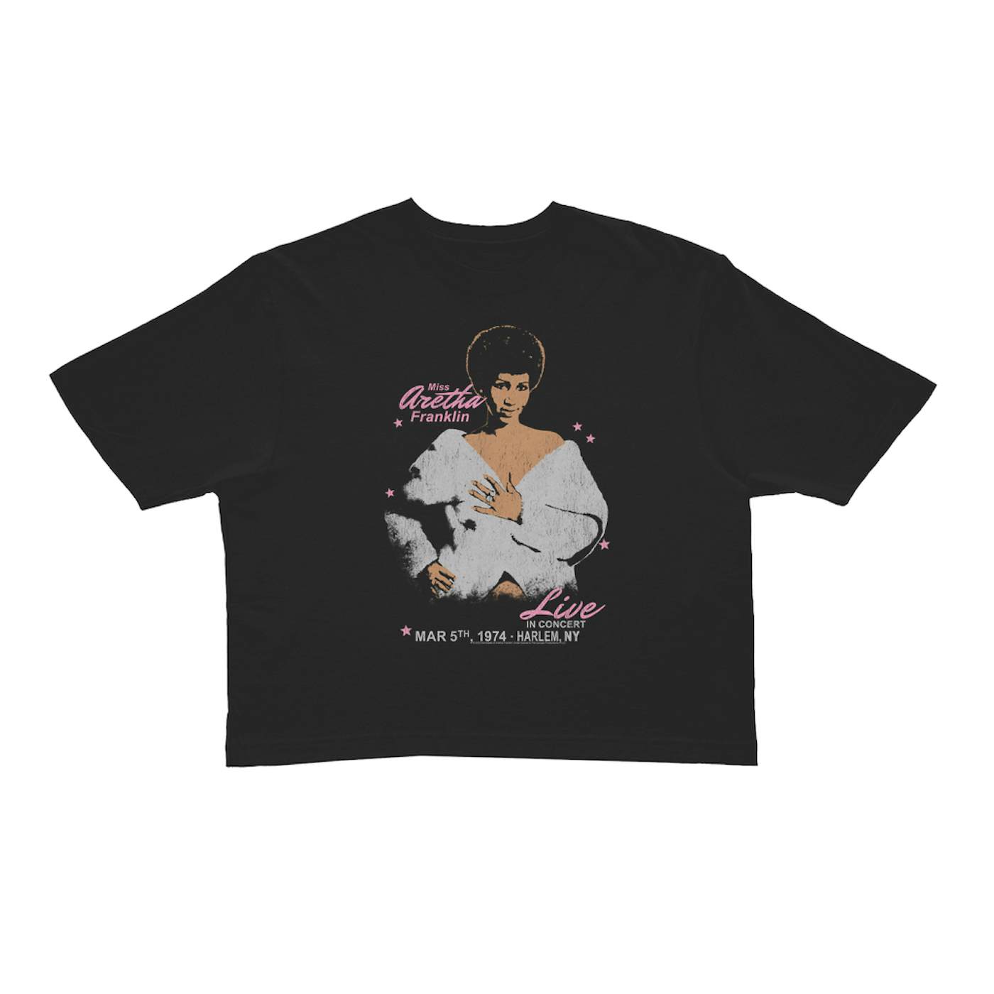 Aretha Franklin Ladies' Crop Tee | Harlem Live Concert 1974 Aretha Franklin Crop T-shirt
