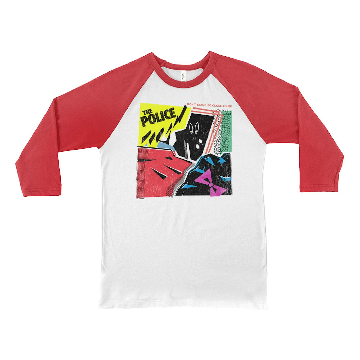 The Police 3/4 Sleeve Baseball Tee | Don't Stand So Close To Me Album Image Distressed The Police Shirt