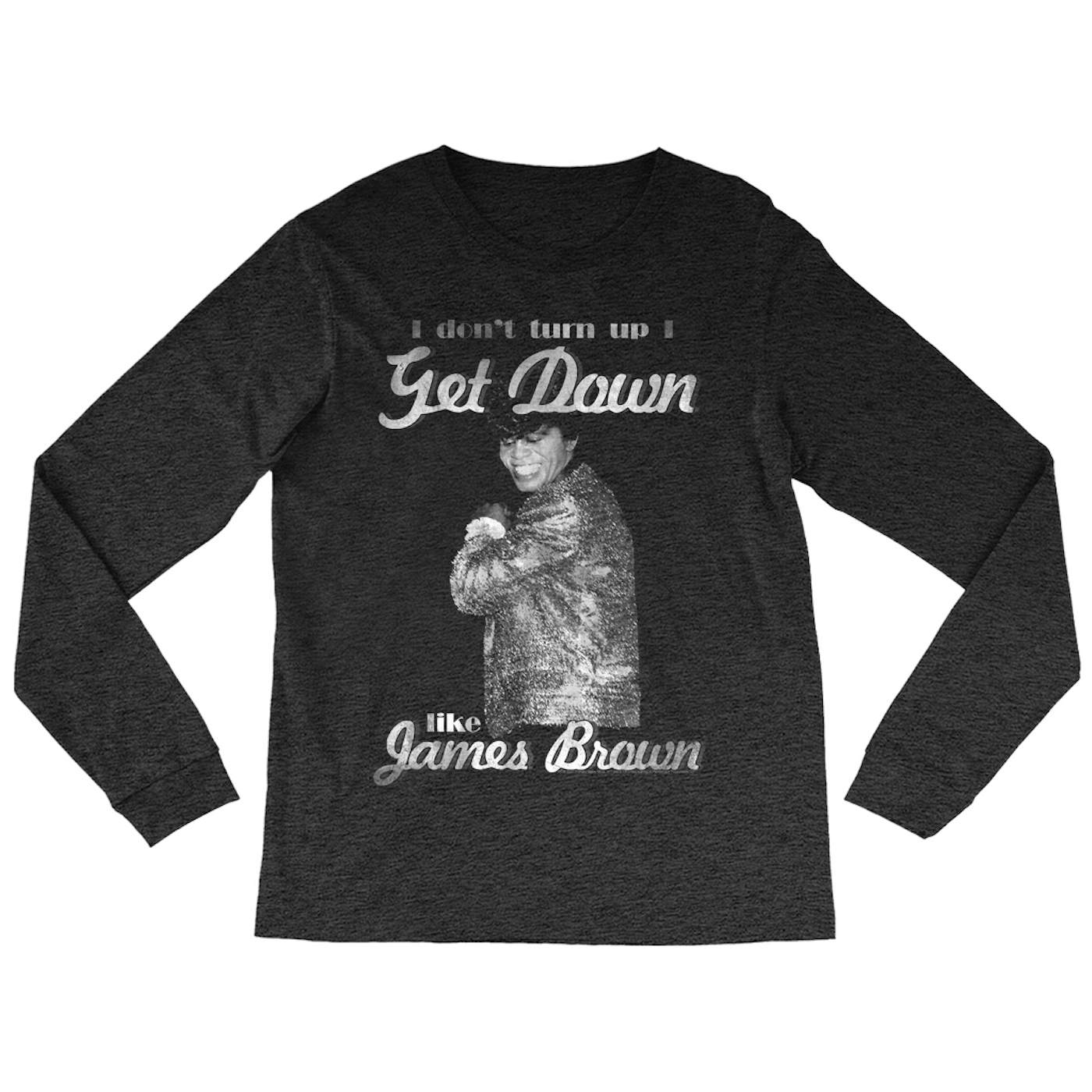 James Brown Long Sleeve Shirt | Retro White I Get Down Like James Brown Shirt