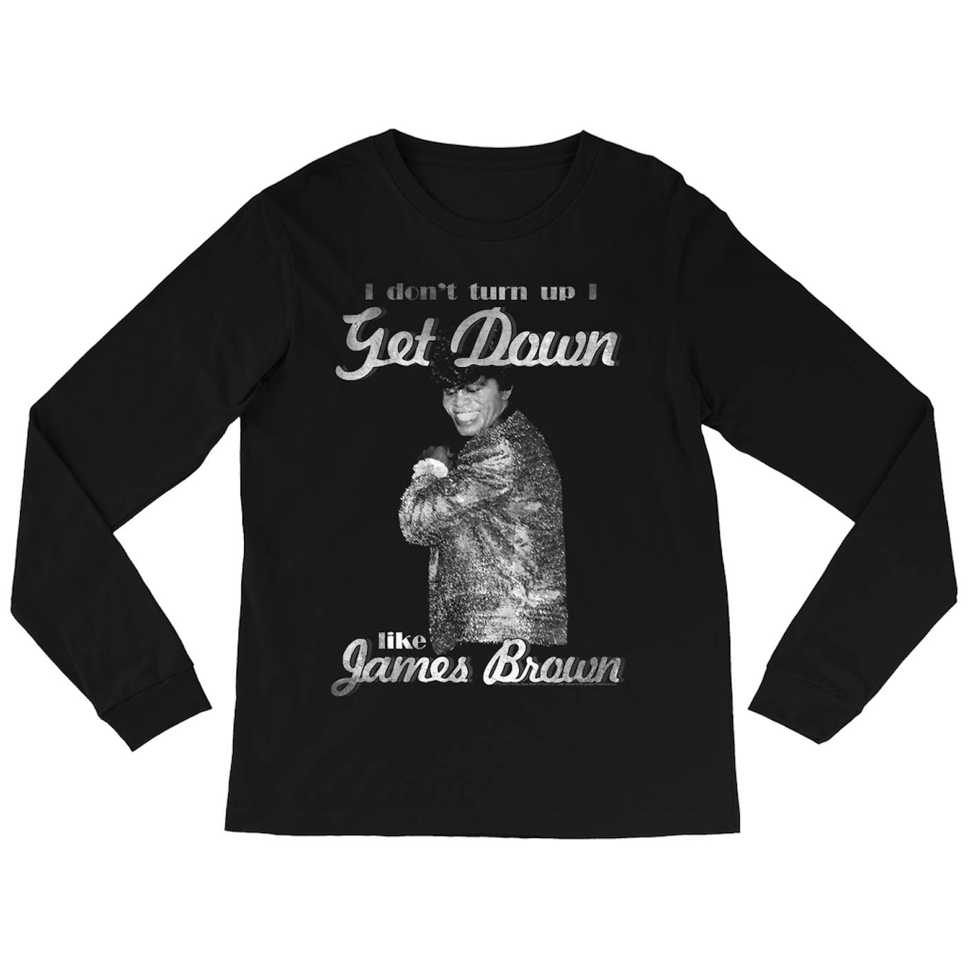 James Brown Long Sleeve Shirt | Retro White I Get Down Like James Brown Shirt