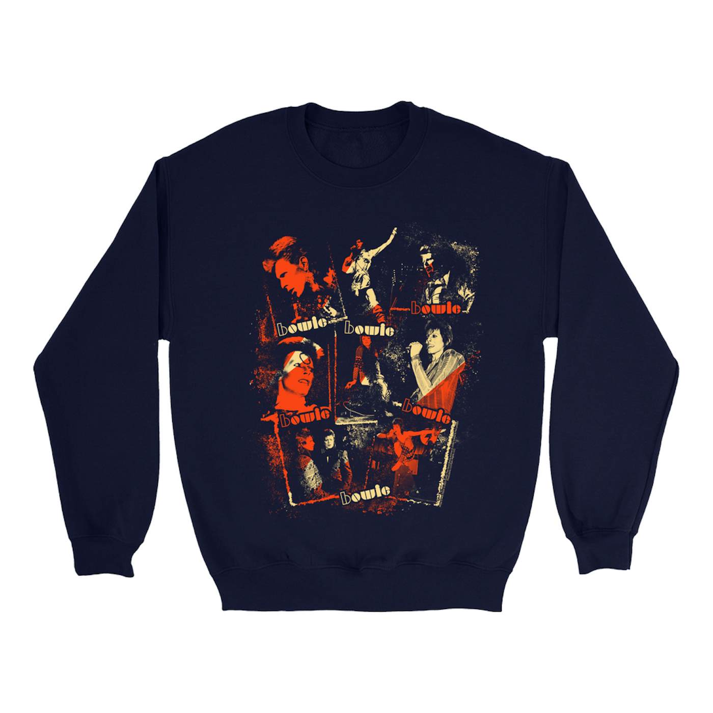 David Bowie Sweatshirt | Ziggy Stardust Photo Collage Distressed (Merchbar Exclusive) David Bowie Sweatshirt