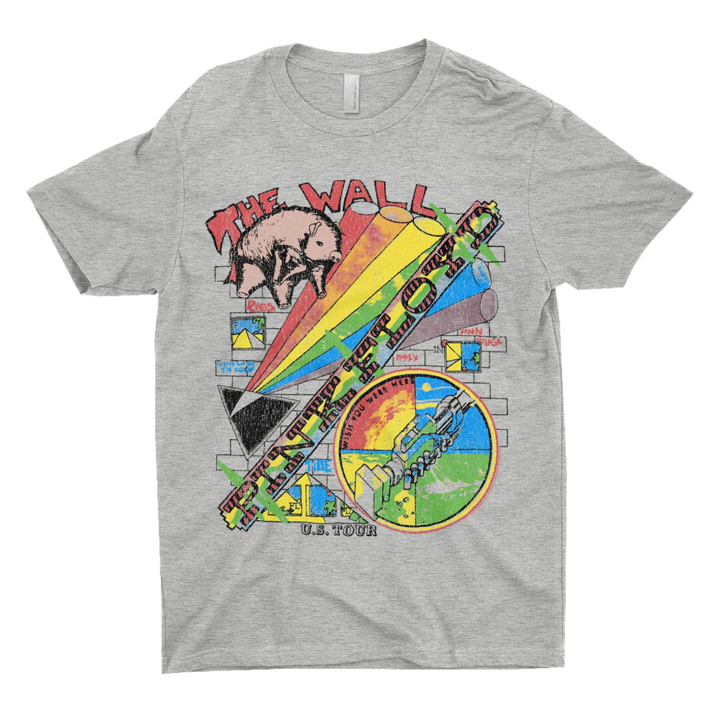 Pink Floyd T-Shirt | The Wall U.S. Tour Sketch Distressed Pink Floyd Shirt