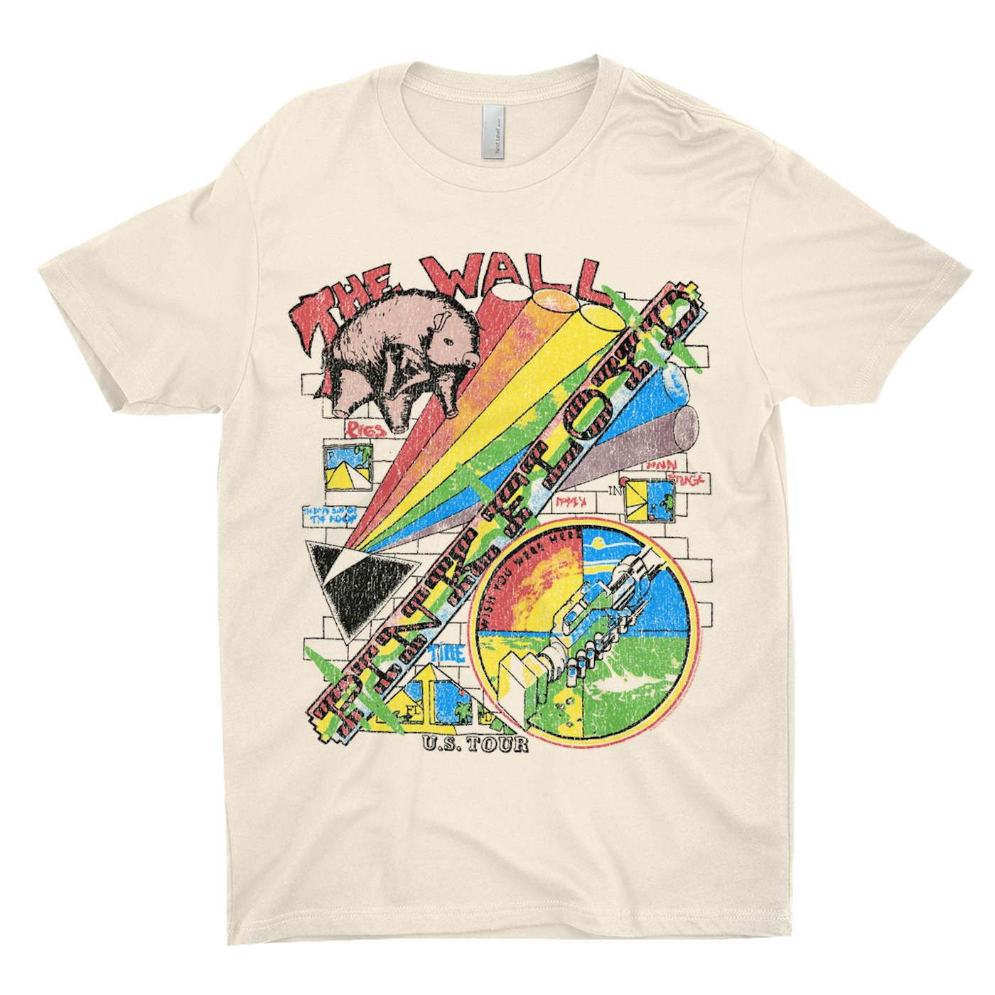 Pink Floyd T-Shirt | The Wall U.S. Tour Sketch Distressed Pink