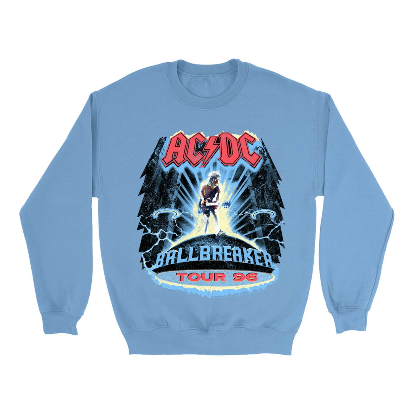 AC/DC Bright Colored Sweatshirt  Ballbreaker Tour '96 Distressed Sweatshirt