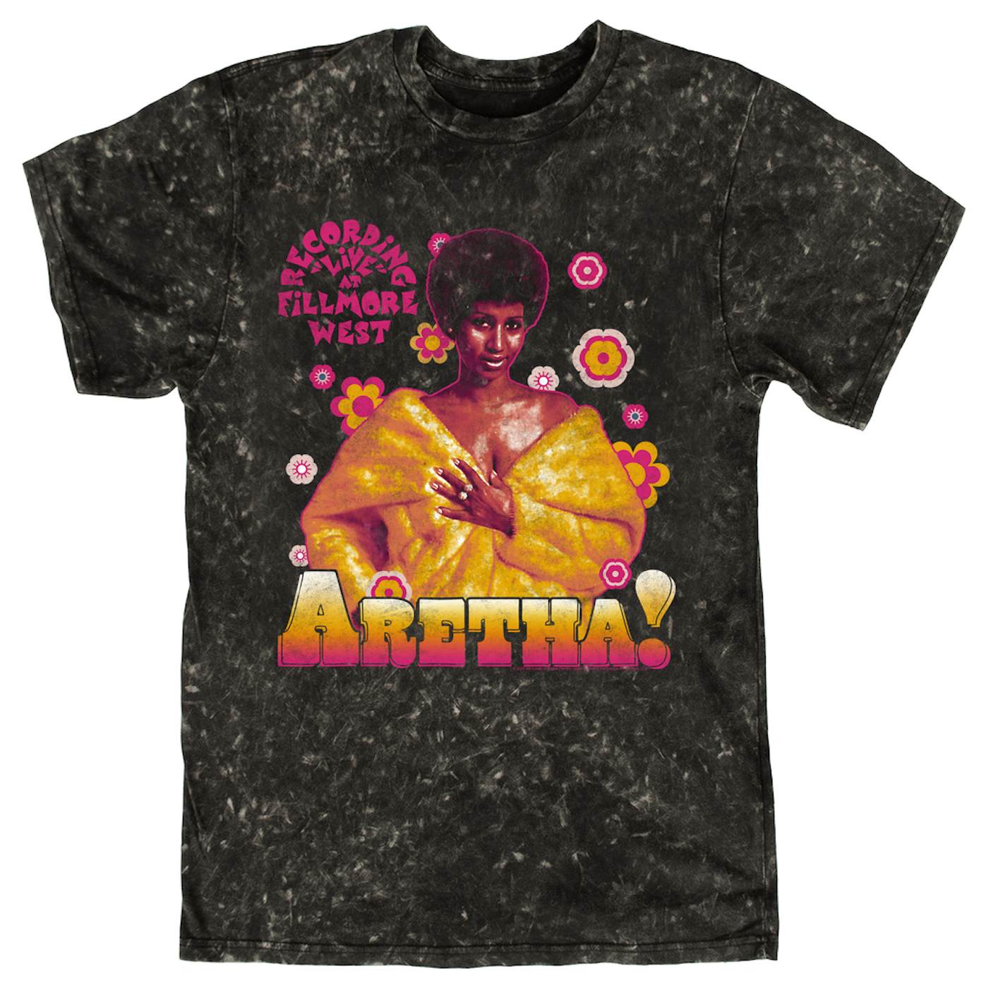 Aretha Franklin T-shirt | Flower Power From Filmore West Live Recording Aretha Franklin Mineral Wash Shirt
