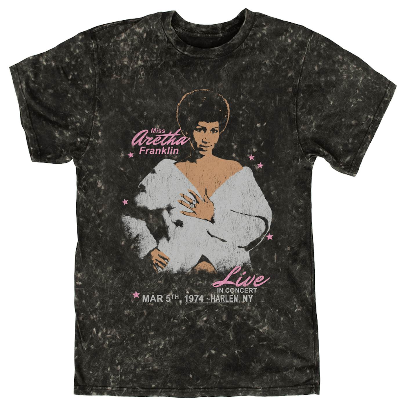 Aretha Franklin T-shirt | Harlem Live Concert 1974 Aretha Franklin Mineral Wash Shirt
