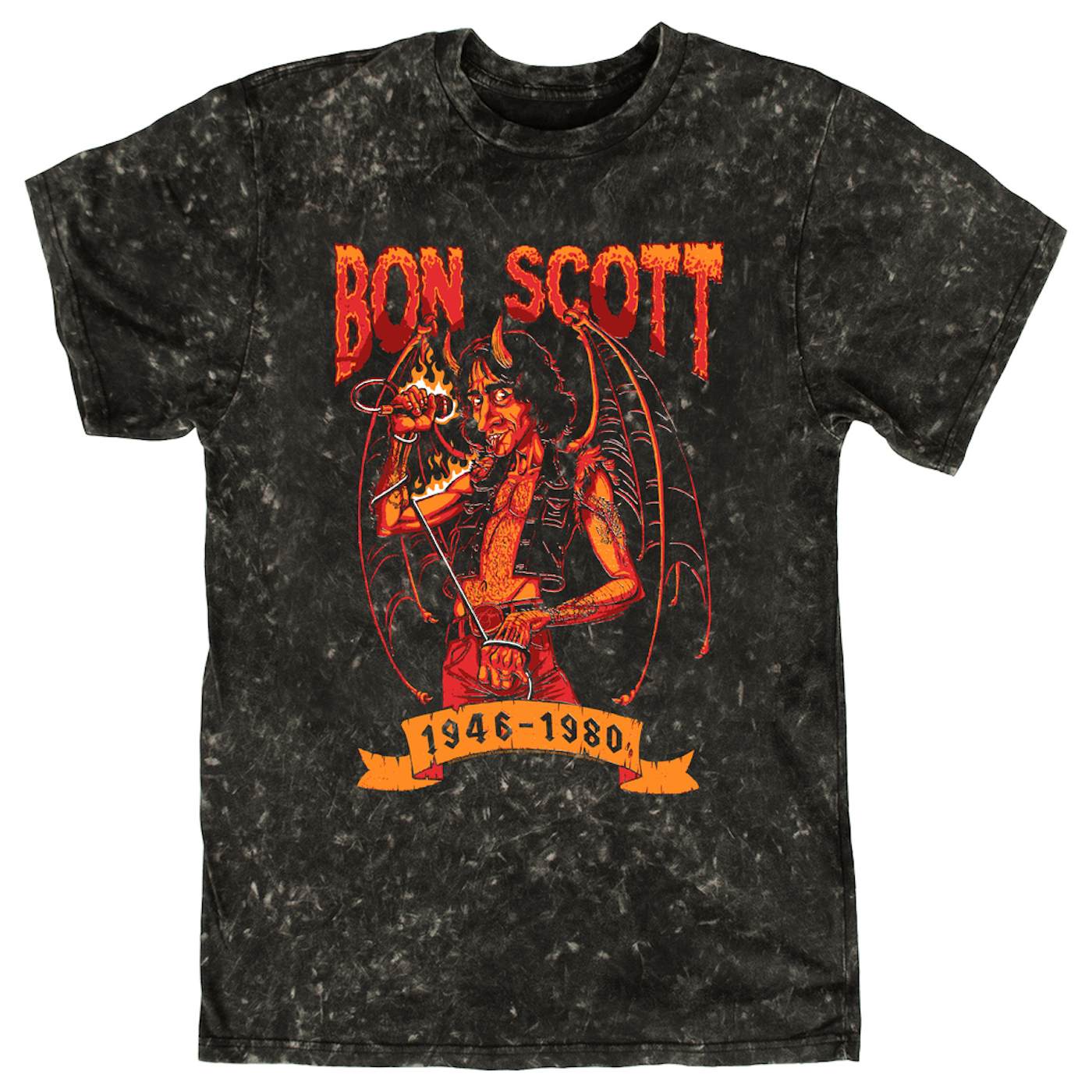 Bon Scott T-shirt | Devilishly Rock 1946-1980 Bon Scott Mineral Wash Shirt